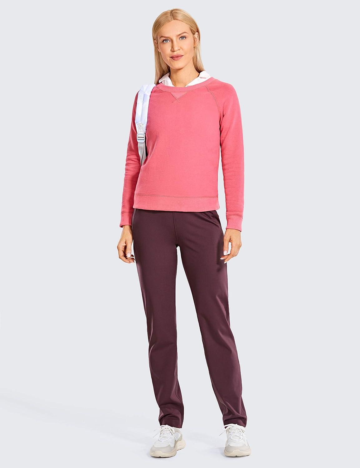 imageCRZ YOGA 4Way Stretch Full Length Golf Pants for Women Tall 31quot Travel Sweatpants Workout Trousers with PocketsDark Russet