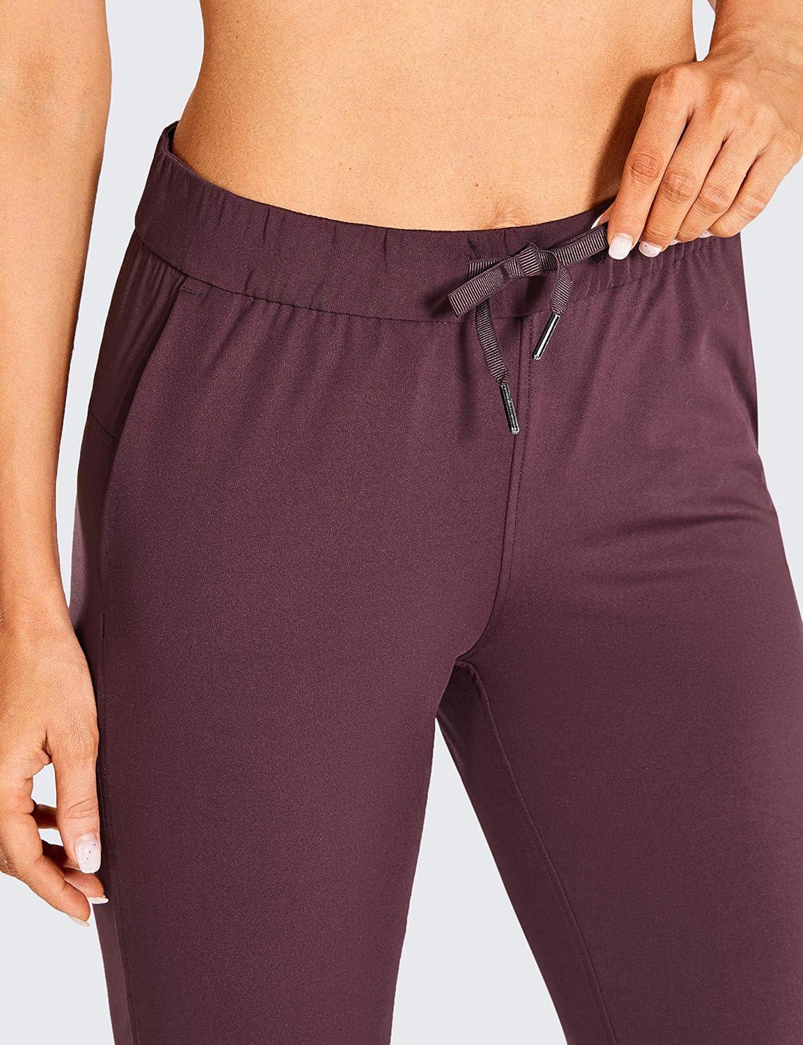 imageCRZ YOGA 4Way Stretch Full Length Golf Pants for Women Tall 31quot Travel Sweatpants Workout Trousers with PocketsDark Russet