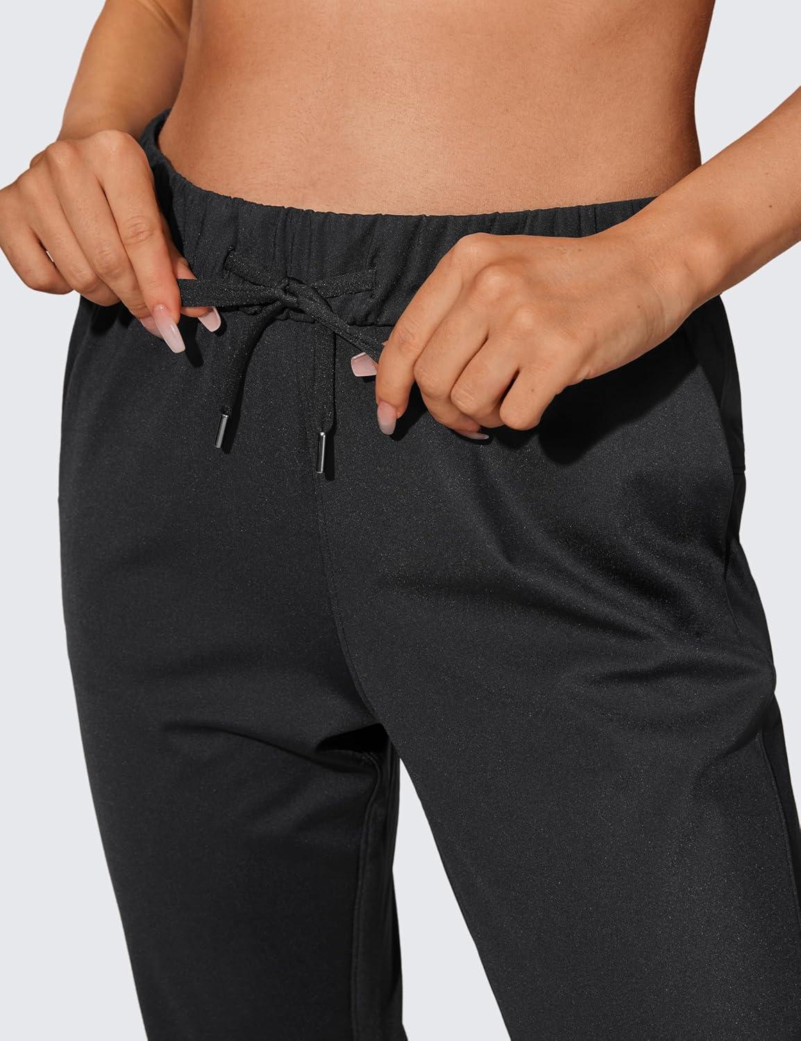 imageCRZ YOGA 4Way Stretch Workout Joggers for Women 28quot Casual Travel Athletic Pants with PocketsBlack