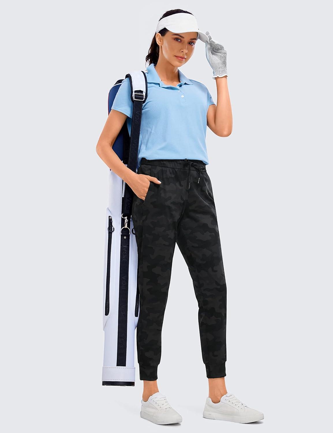 imageCRZ YOGA 4Way Stretch Workout Joggers for Women 28quot Casual Travel Athletic Pants with PocketsDark Grey Camouflage