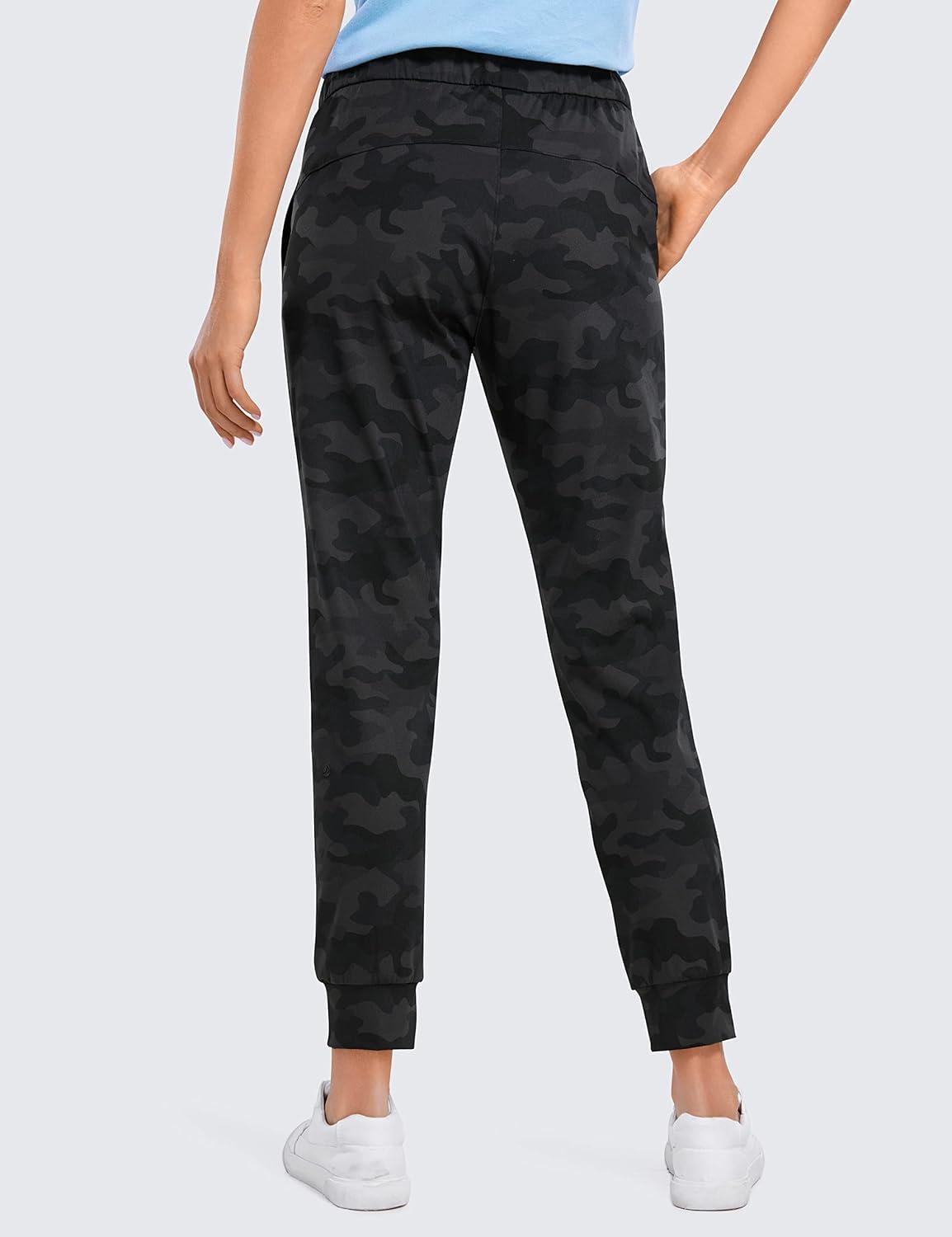 imageCRZ YOGA 4Way Stretch Workout Joggers for Women 28quot Casual Travel Athletic Pants with PocketsDark Grey Camouflage