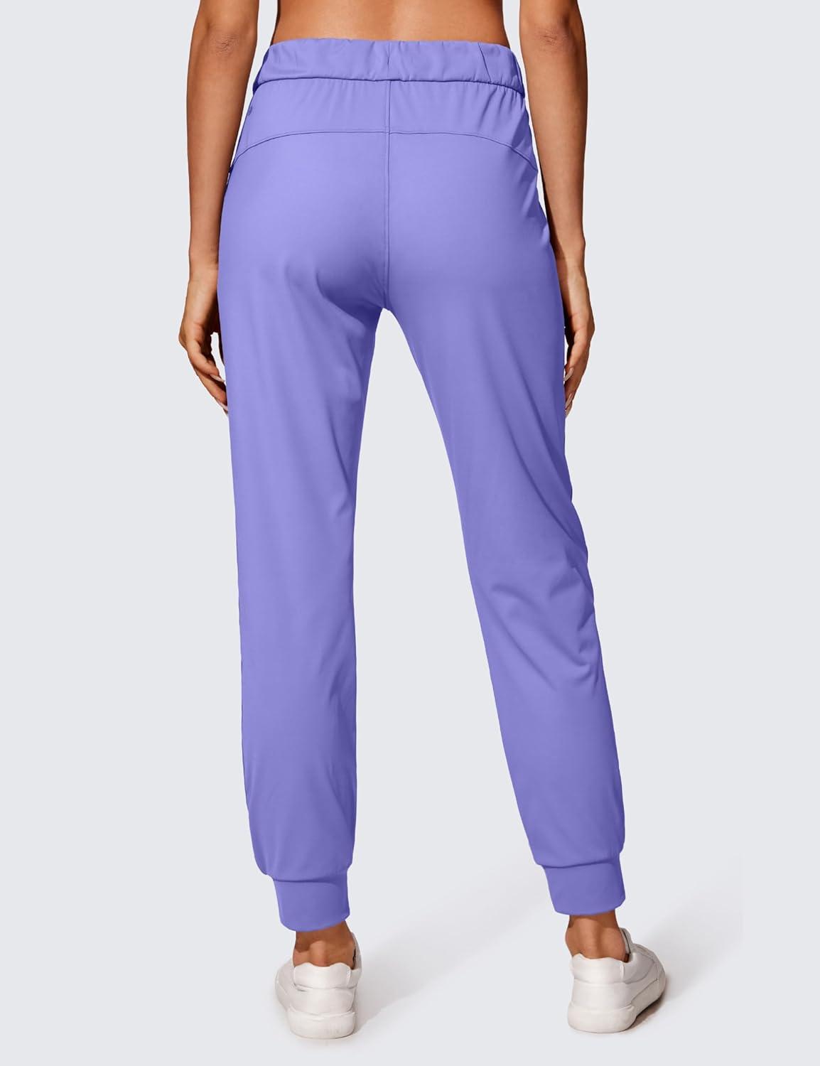 imageCRZ YOGA 4Way Stretch Workout Joggers for Women 28quot Casual Travel Athletic Pants with PocketsDark Lavender Purple