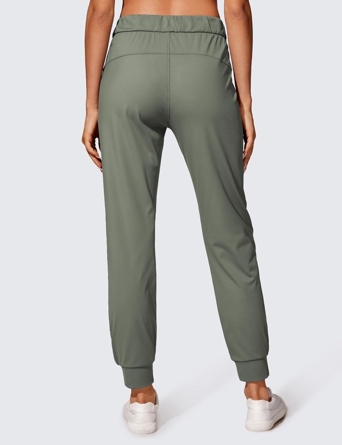 imageCRZ YOGA 4Way Stretch Workout Joggers for Women 28quot Casual Travel Athletic Pants with PocketsGrey Sage