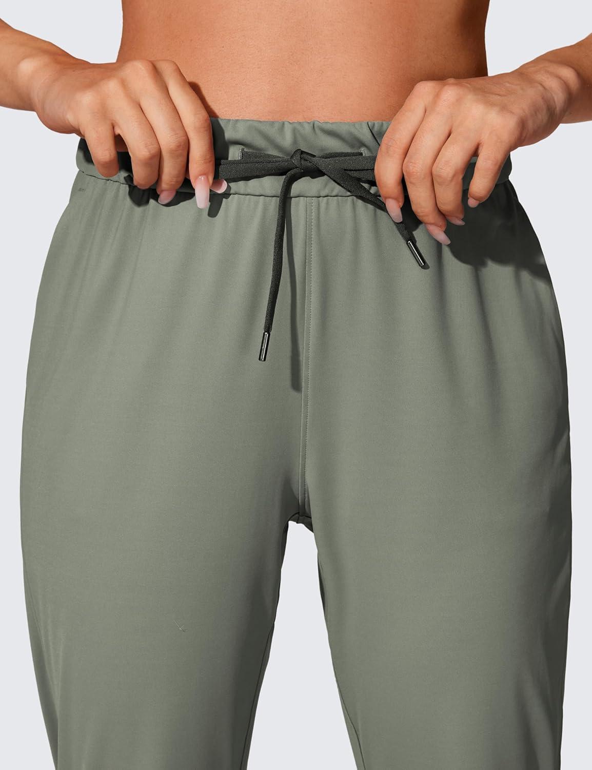 imageCRZ YOGA 4Way Stretch Workout Joggers for Women 28quot Casual Travel Athletic Pants with PocketsGrey Sage