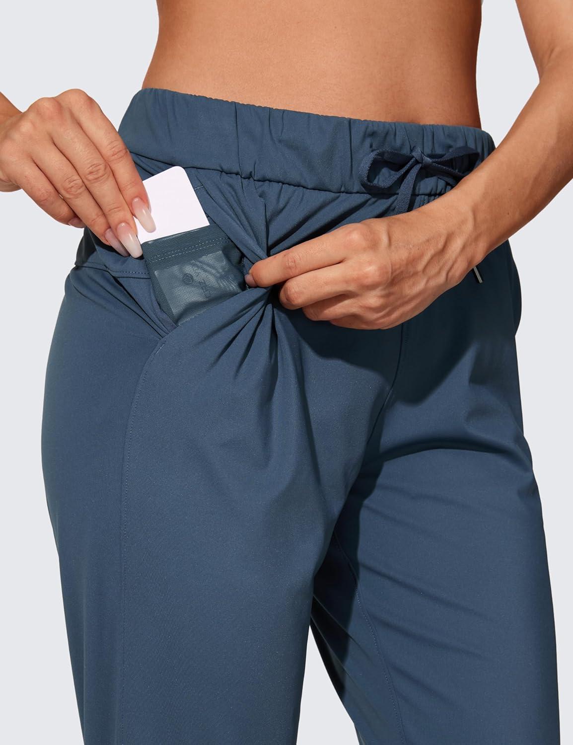 imageCRZ YOGA 4Way Stretch Workout Joggers for Women 28quot Casual Travel Athletic Pants with PocketsSlate Blue