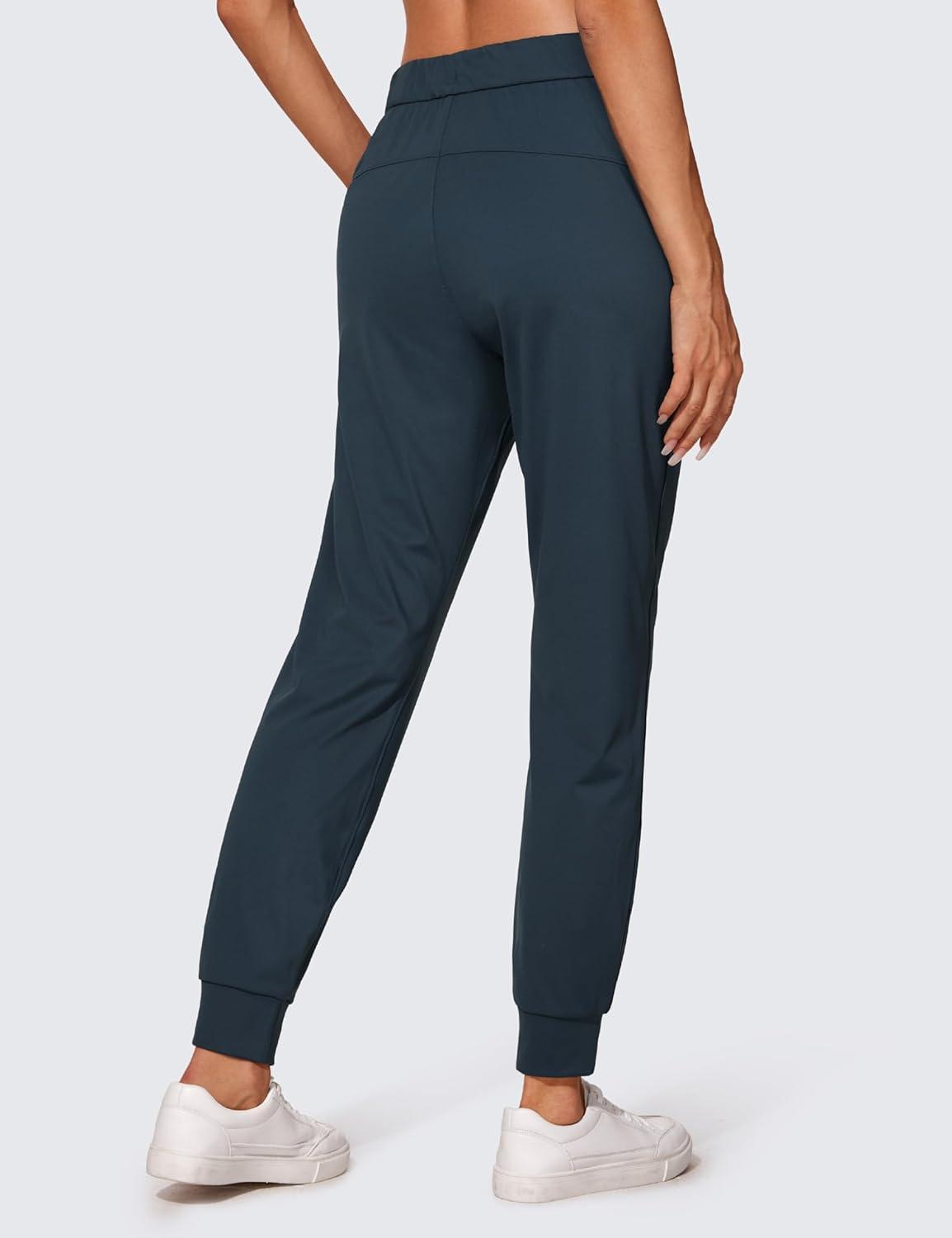 imageCRZ YOGA 4Way Stretch Workout Joggers for Women 28quot Casual Travel Athletic Pants with PocketsTrue Navy