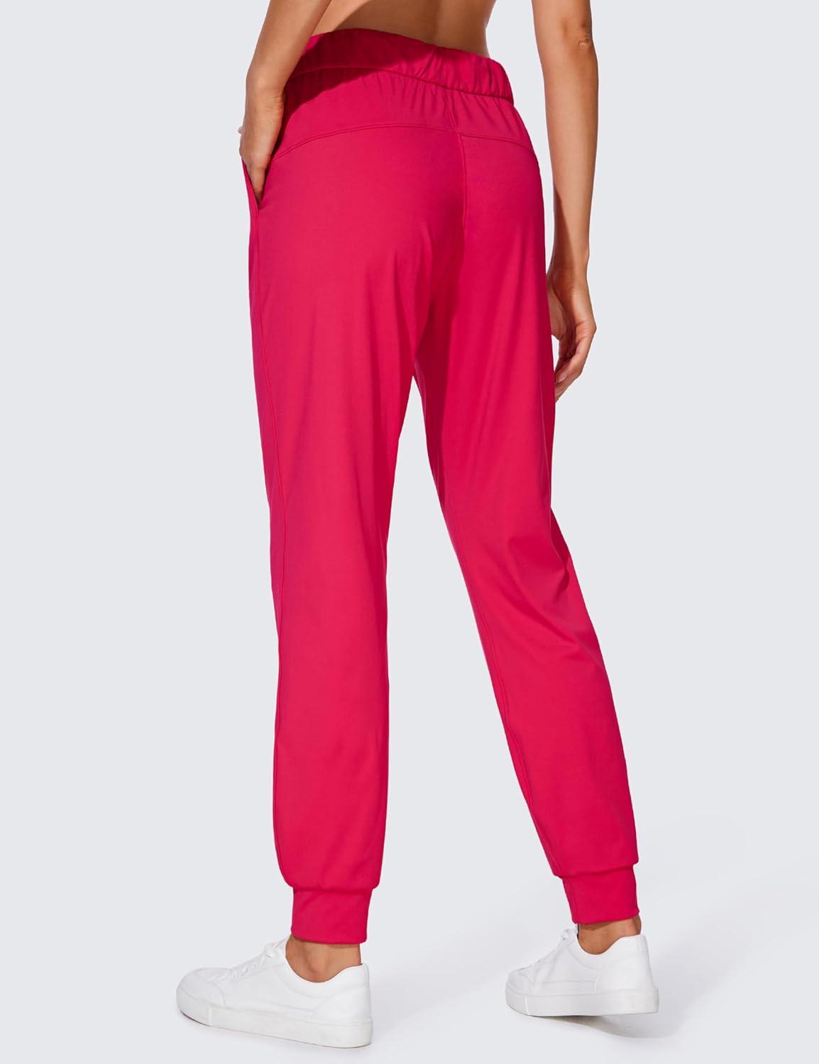 imageCRZ YOGA 4Way Stretch Workout Joggers for Women 28quot Casual Travel Athletic Pants with PocketsViva Magenta