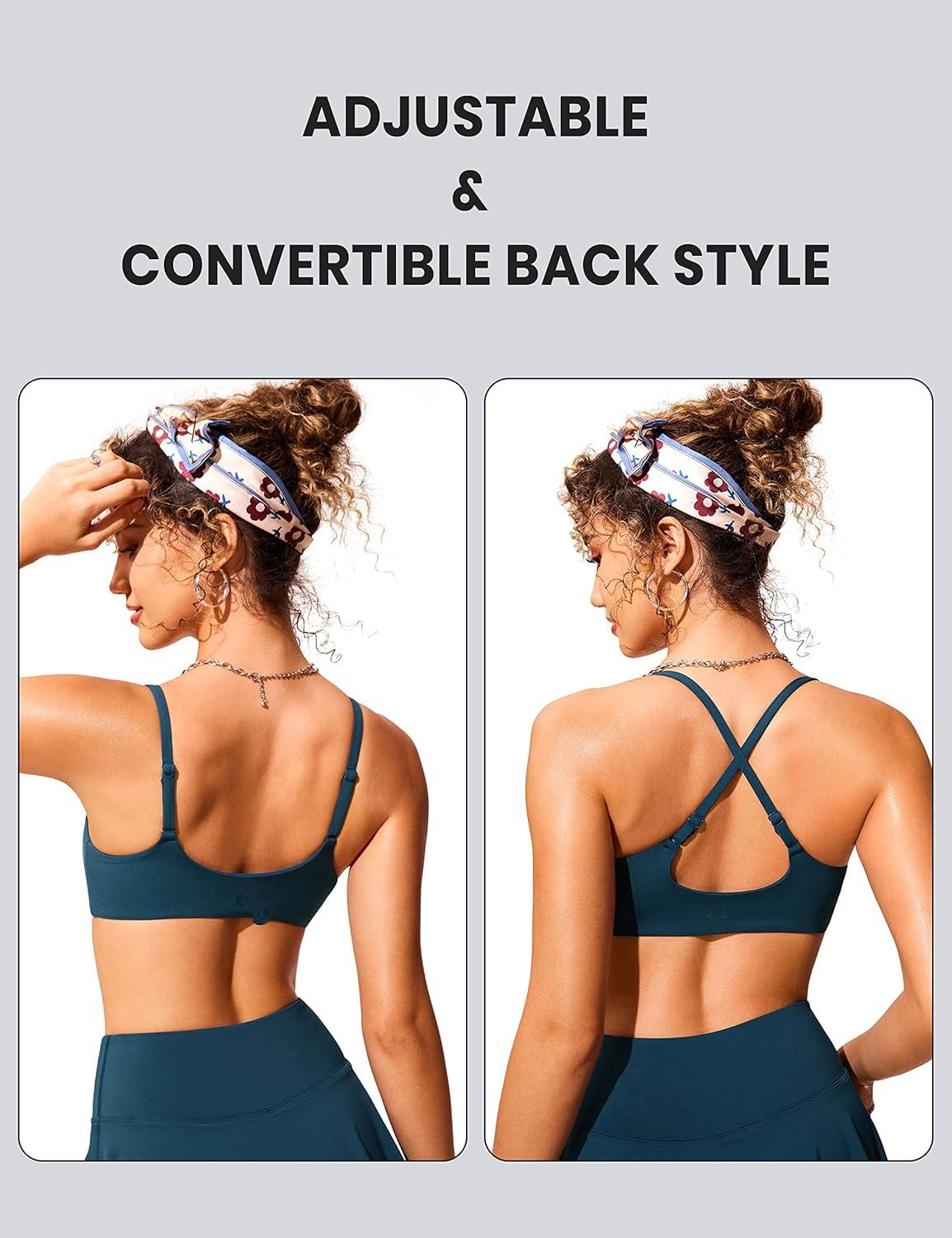 imageCRZ YOGA AC Scoop Neck Bikini Tops for Women Padded Adjustable Bathing Swimsuit Spaghetti Straps Swim Sports BraInsignia Blue