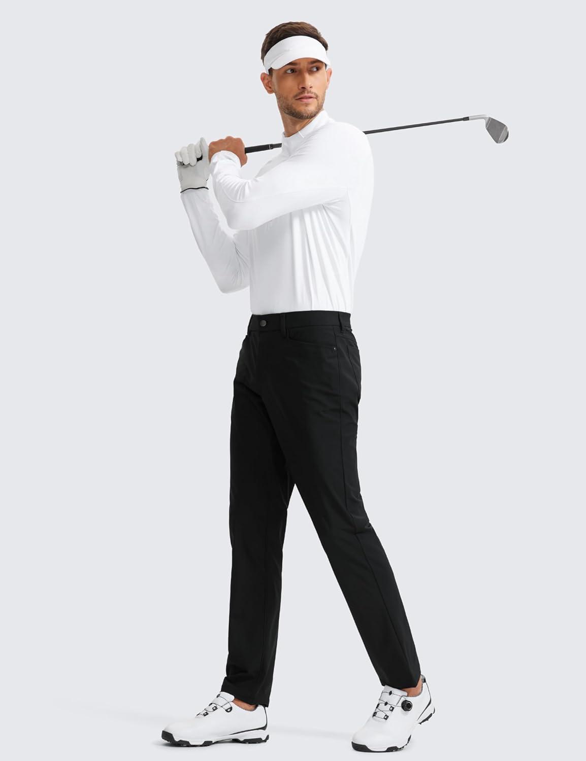 imageCRZ YOGA All Day Comfy 5Pocket Golf Pants for Men 28quot30quot32quot34quot Quick Dry Lightweight Casual Work Stretch TrousersBlack