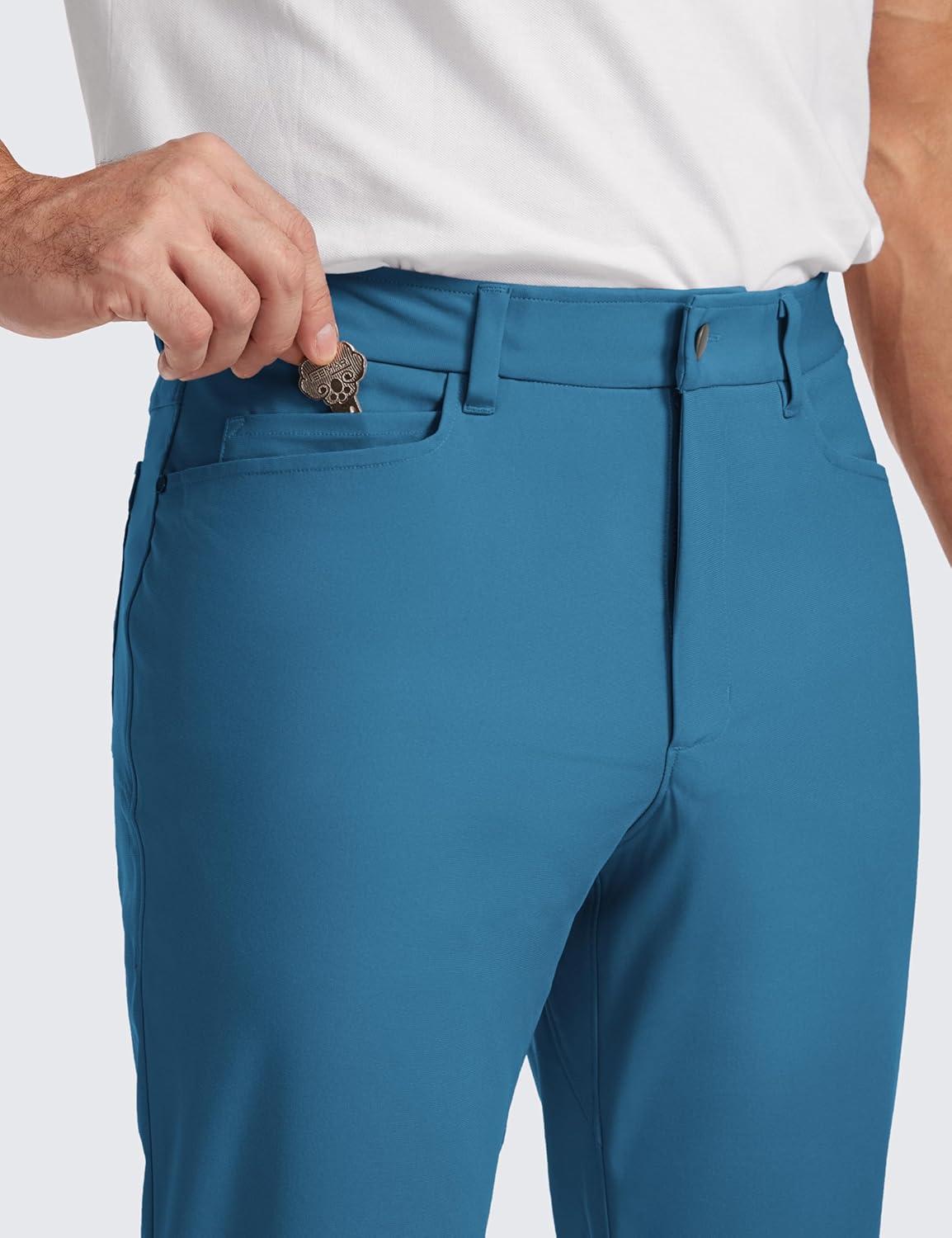 imageCRZ YOGA All Day Comfy 5Pocket Golf Pants for Men 28quot30quot32quot34quot Quick Dry Lightweight Casual Work Stretch TrousersIron Blue
