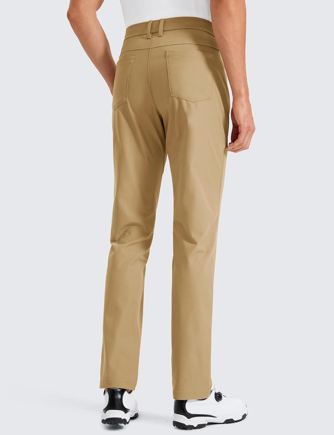 imageCRZ YOGA All Day Comfy 5Pocket Golf Pants for Men 28quot30quot32quot34quot Quick Dry Lightweight Casual Work Stretch TrousersKhaki Sand