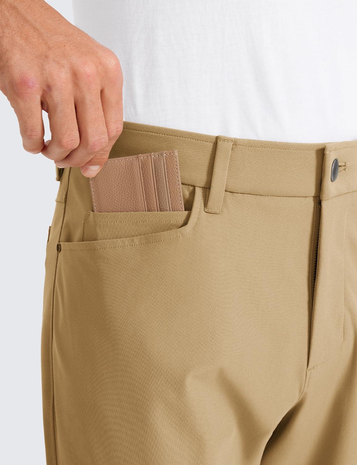 imageCRZ YOGA All Day Comfy 5Pocket Golf Pants for Men 28quot30quot32quot34quot Quick Dry Lightweight Casual Work Stretch TrousersKhaki Sand