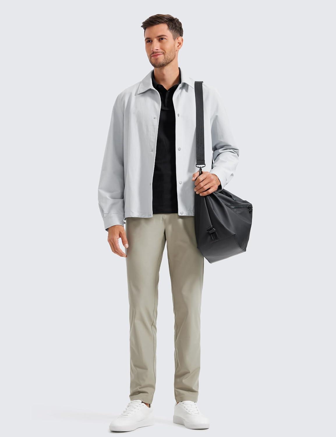 imageCRZ YOGA All Day Comfy 5Pocket Golf Pants for Men 28quot30quot32quot34quot Quick Dry Lightweight Casual Work Stretch TrousersKhali Barley