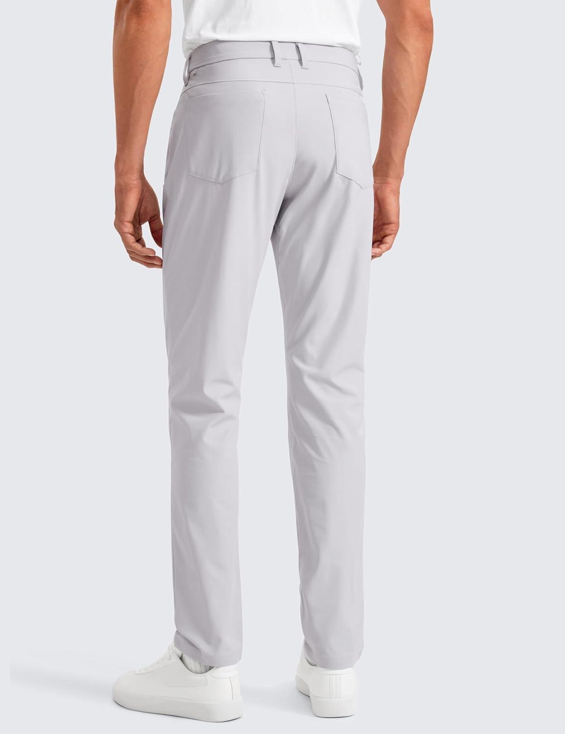 imageCRZ YOGA All Day Comfy 5Pocket Golf Pants for Men 28quot30quot32quot34quot Quick Dry Lightweight Casual Work Stretch TrousersPlatinum Grey