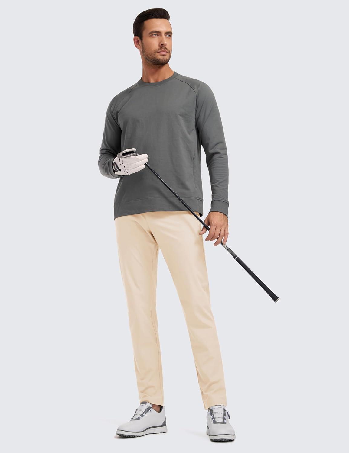 imageCRZ YOGA All Day Comfy 5Pocket Golf Pants for Men 28quot30quot32quot34quot Quick Dry Lightweight Casual Work Stretch TrousersRaw Linen