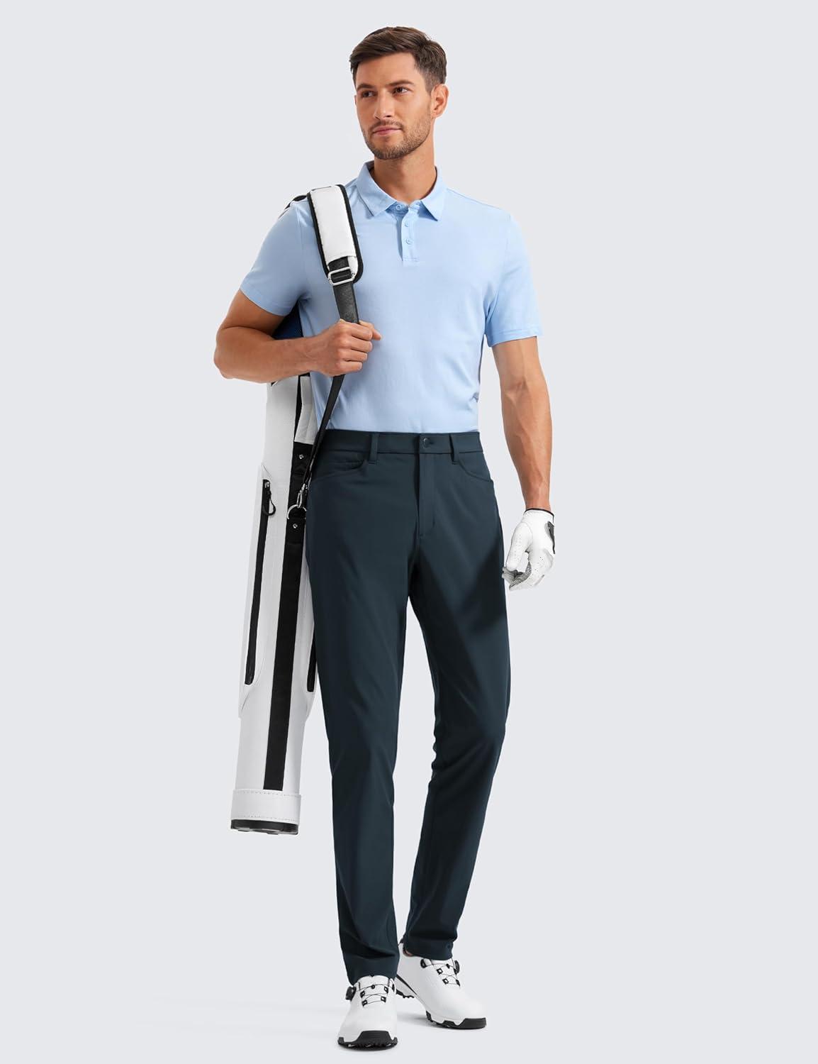 imageCRZ YOGA All Day Comfy 5Pocket Golf Pants for Men 28quot30quot32quot34quot Quick Dry Lightweight Casual Work Stretch TrousersTrue Navy