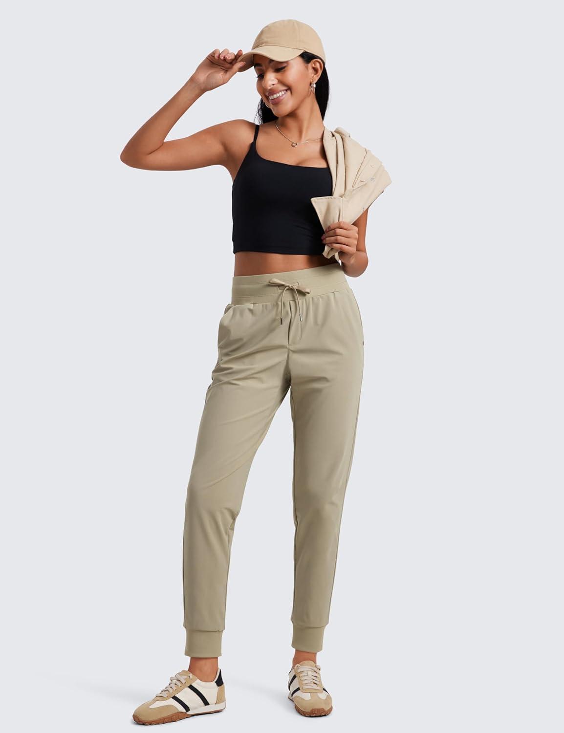 imageCRZ YOGA All Day Comfy Joggers for Women Golf Work Casual Hiking Travel Pants with PocketsKhali Barley