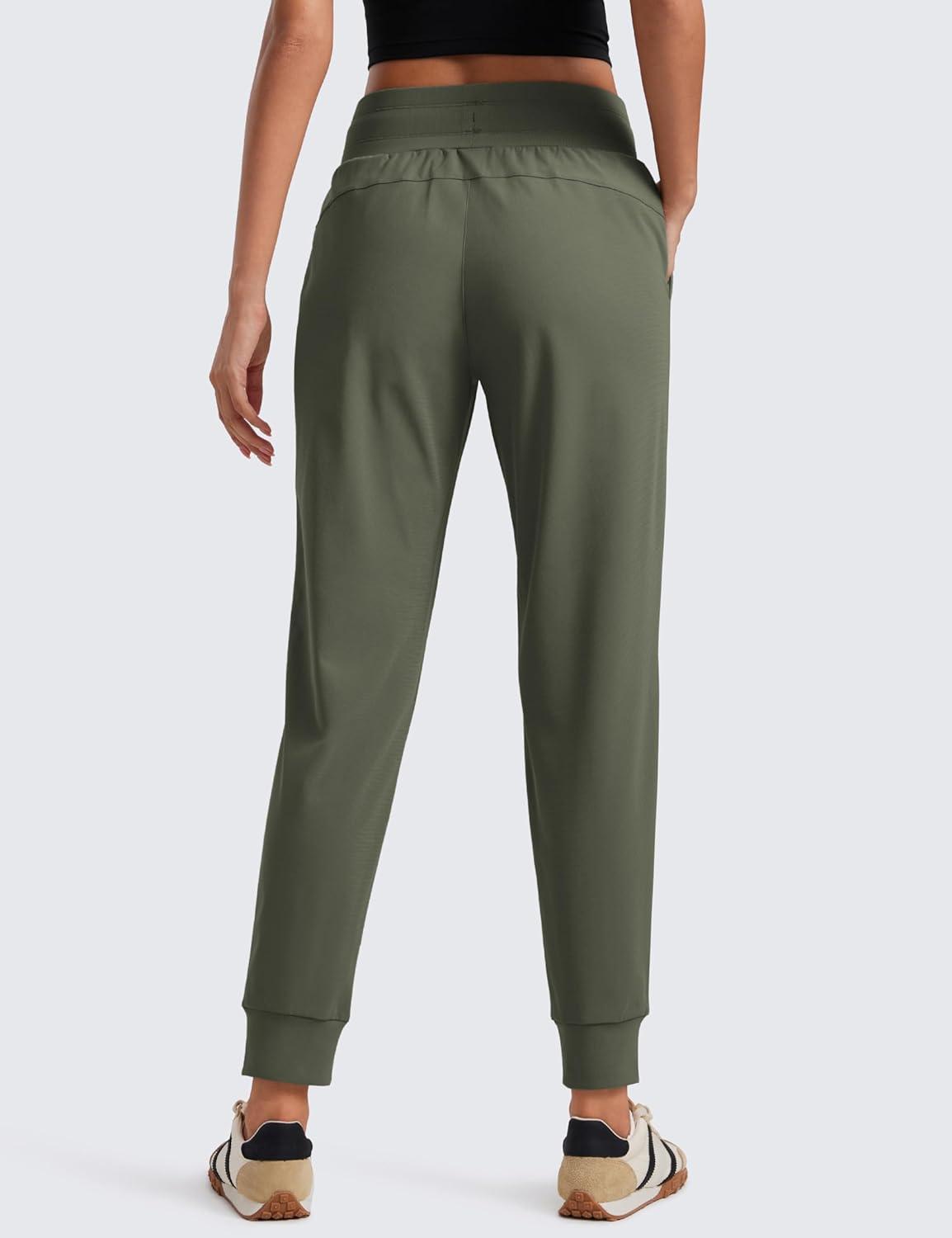 imageCRZ YOGA All Day Comfy Joggers for Women Golf Work Casual Hiking Travel Pants with PocketsLight Army Green