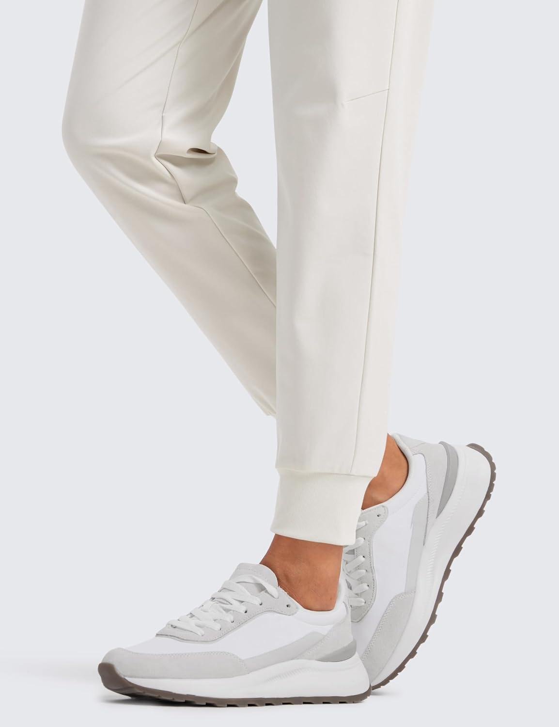imageCRZ YOGA All Day Comfy Joggers for Women Golf Work Casual Hiking Travel Pants with PocketsMilky White Bone