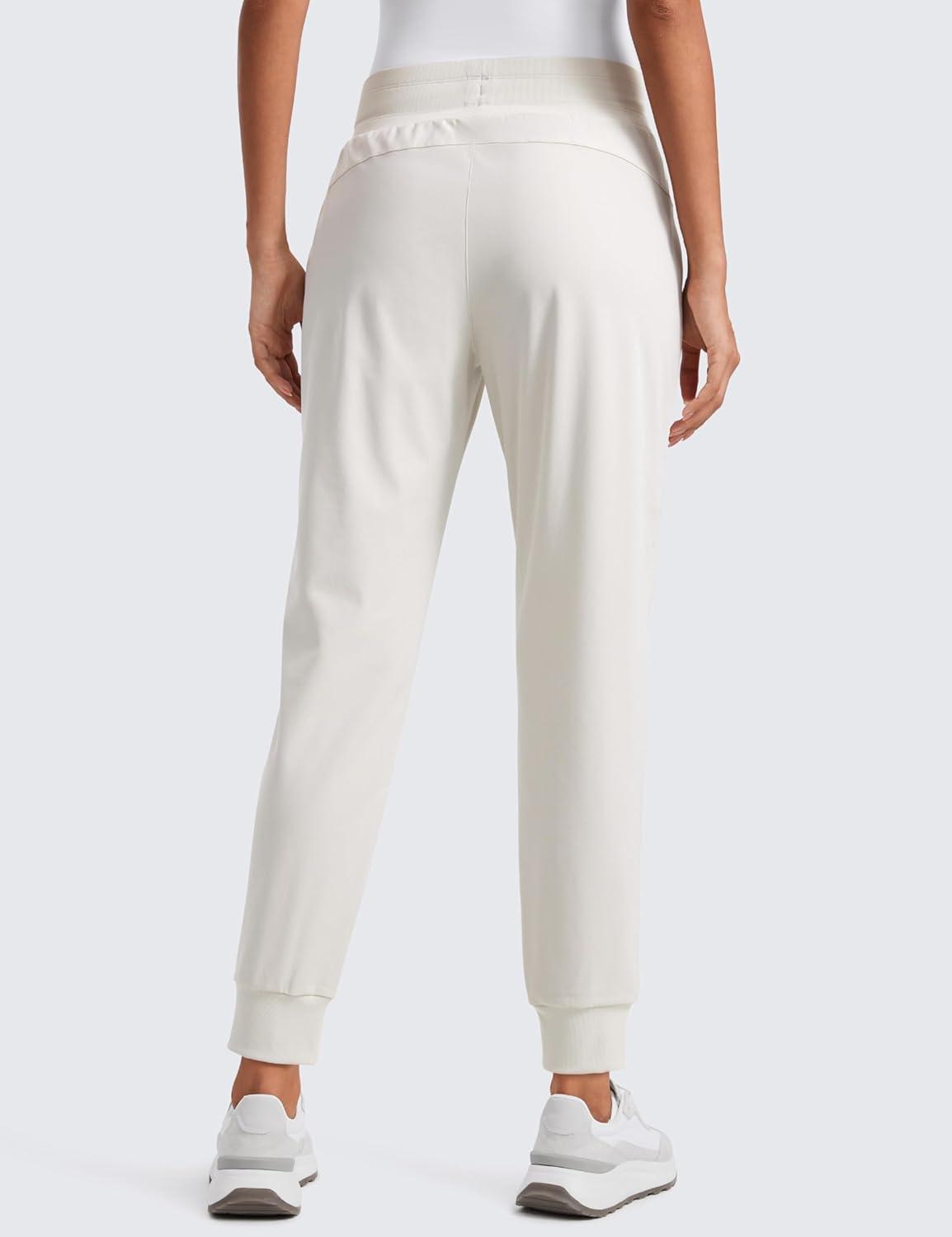 imageCRZ YOGA All Day Comfy Joggers for Women Golf Work Casual Hiking Travel Pants with PocketsMilky White Bone