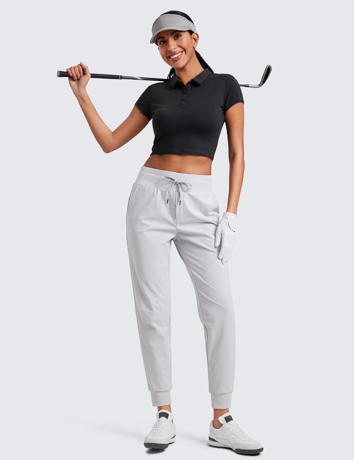 imageCRZ YOGA All Day Comfy Joggers for Women Golf Work Casual Hiking Travel Pants with PocketsPlatinum Grey