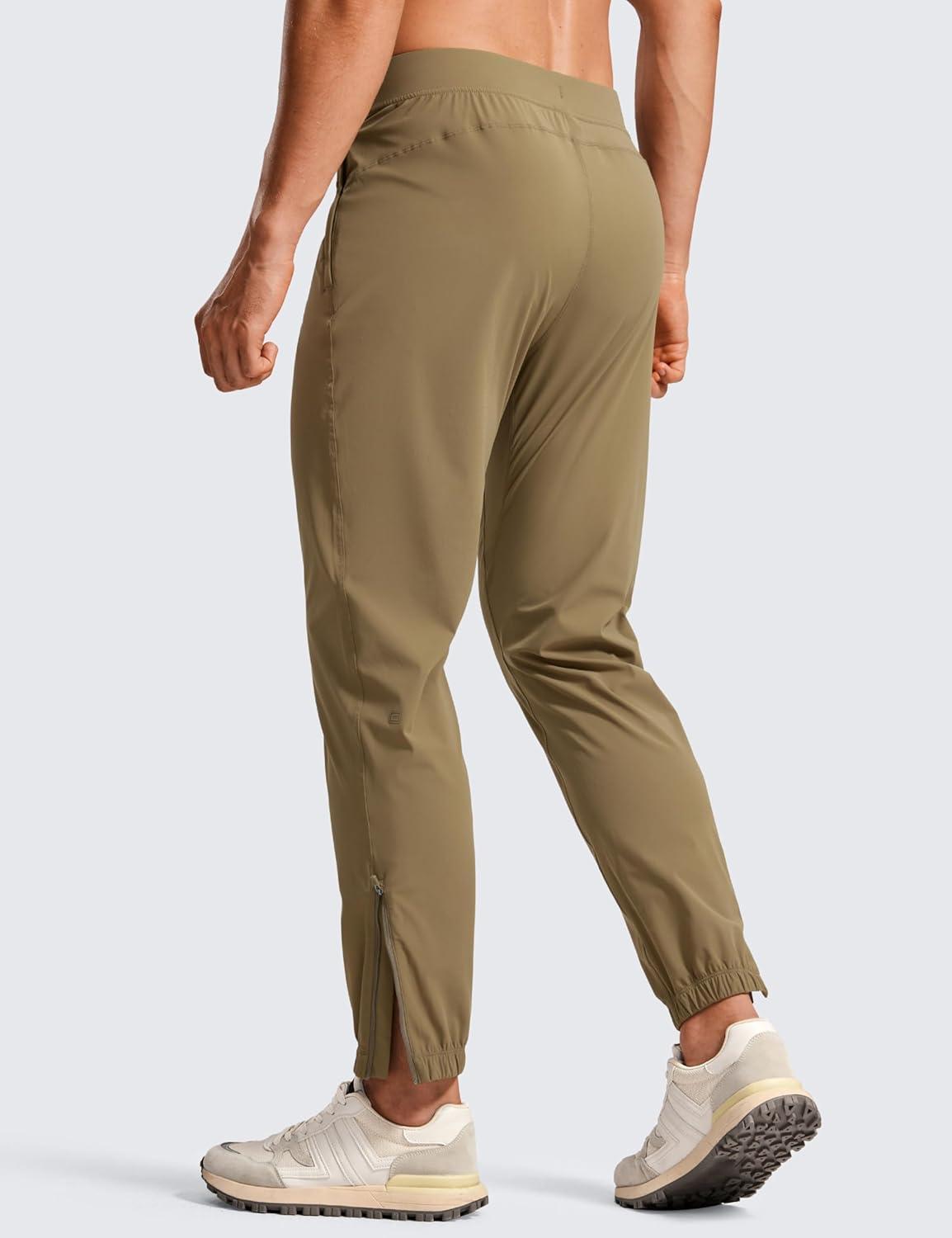 imageCRZ YOGA Athletic Joggers for Men 29quot Lightweight Running Training Pants with Zip Pockets and Ankle ZippersArtifact Brown