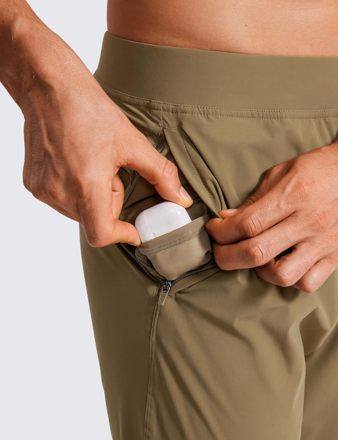 imageCRZ YOGA Athletic Joggers for Men 29quot Lightweight Running Training Pants with Zip Pockets and Ankle ZippersArtifact Brown