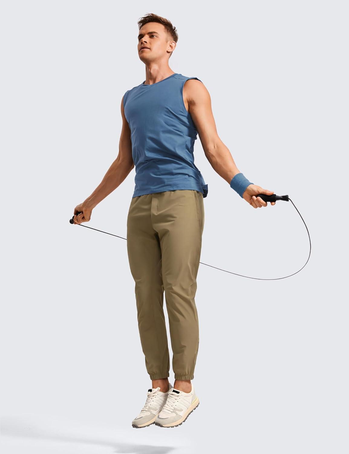 imageCRZ YOGA Athletic Joggers for Men 29quot Lightweight Running Training Pants with Zip Pockets and Ankle ZippersArtifact Brown