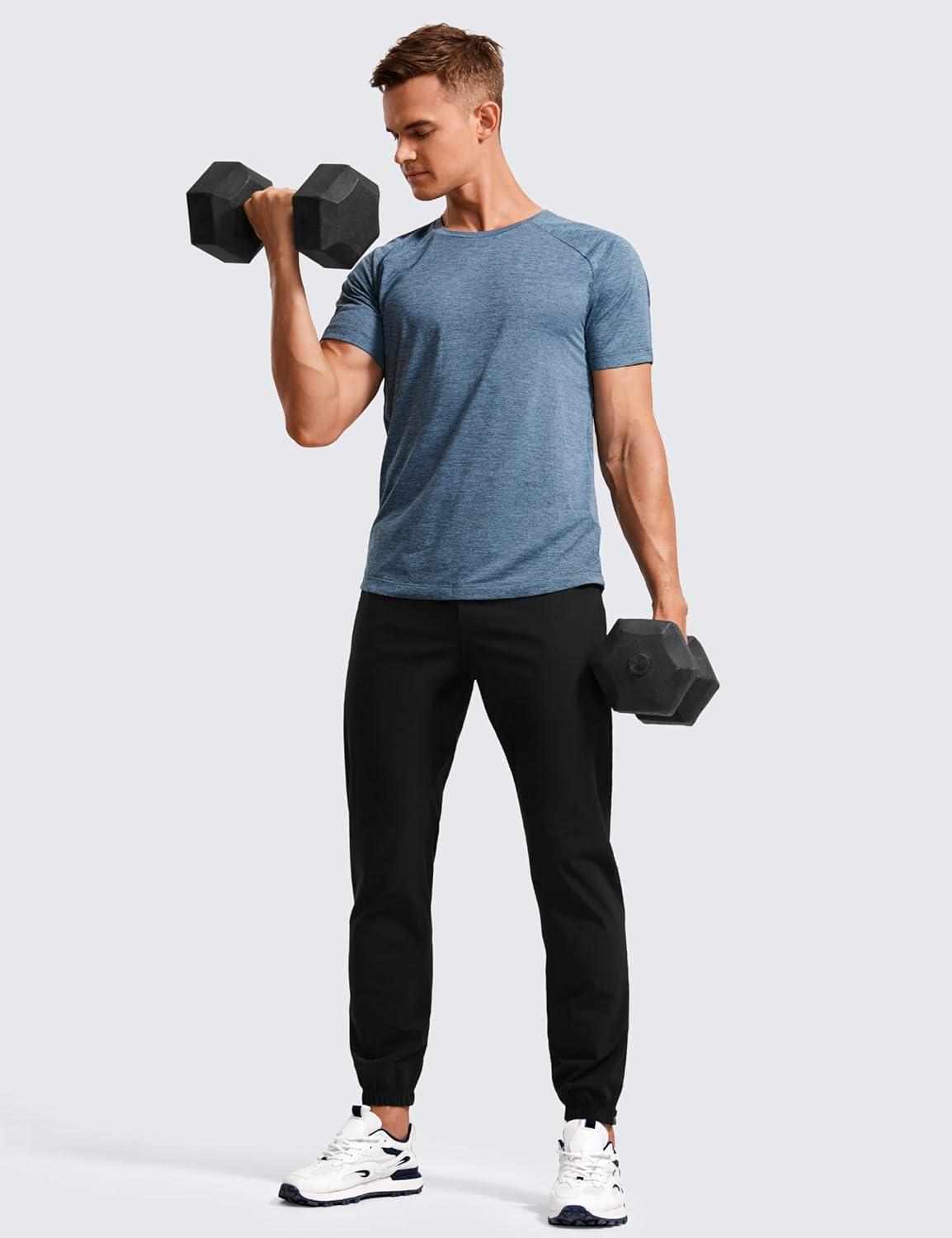 imageCRZ YOGA Athletic Joggers for Men 29quot Lightweight Running Training Pants with Zip Pockets and Ankle ZippersBlack