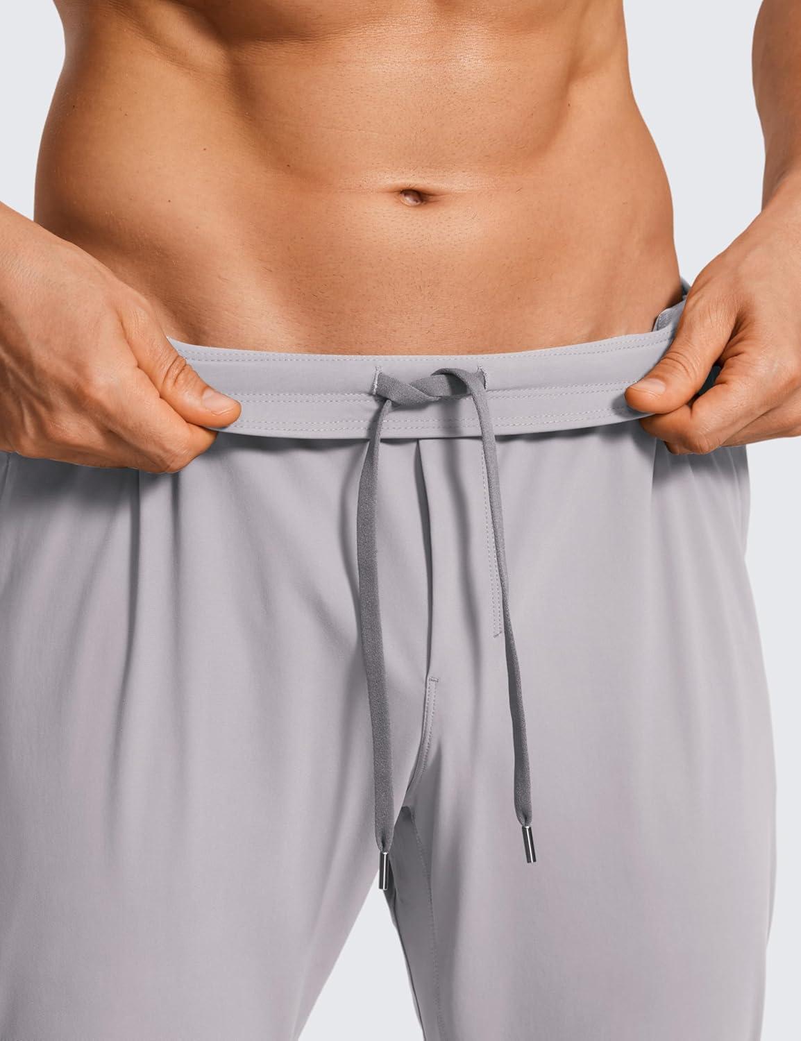 imageCRZ YOGA Athletic Joggers for Men 29quot Lightweight Running Training Pants with Zip Pockets and Ankle ZippersDark Chrome