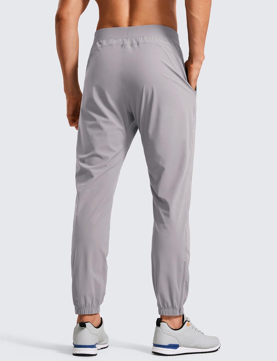 imageCRZ YOGA Athletic Joggers for Men 29quot Lightweight Running Training Pants with Zip Pockets and Ankle ZippersDark Chrome