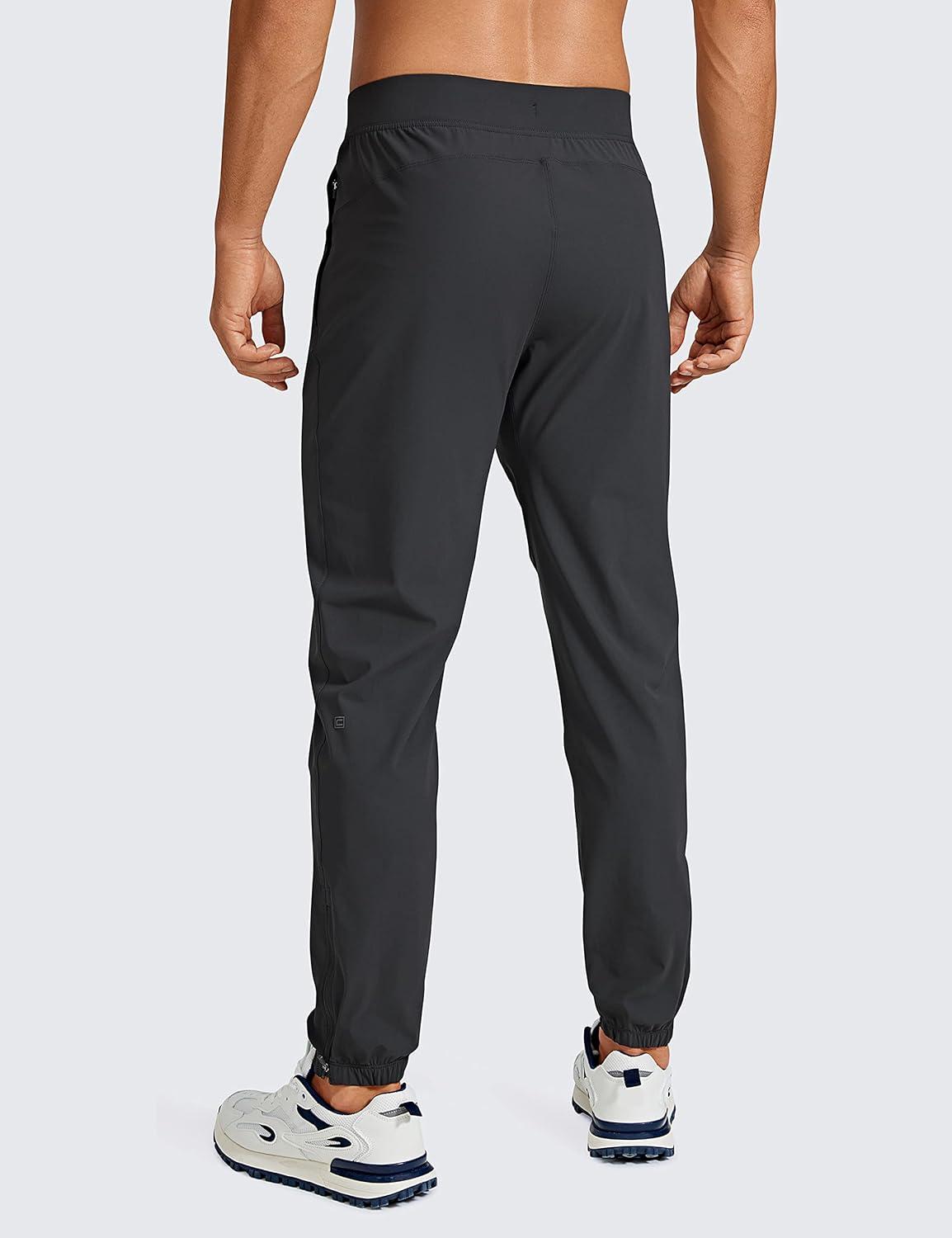 imageCRZ YOGA Athletic Joggers for Men 29quot Lightweight Running Training Pants with Zip Pockets and Ankle ZippersInk Gray