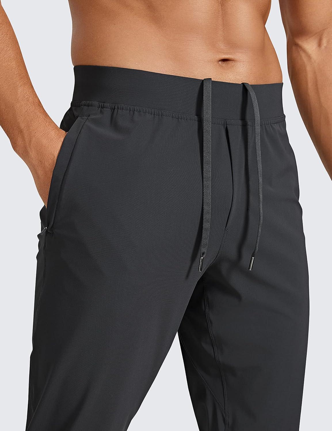 imageCRZ YOGA Athletic Joggers for Men 29quot Lightweight Running Training Pants with Zip Pockets and Ankle ZippersInk Gray