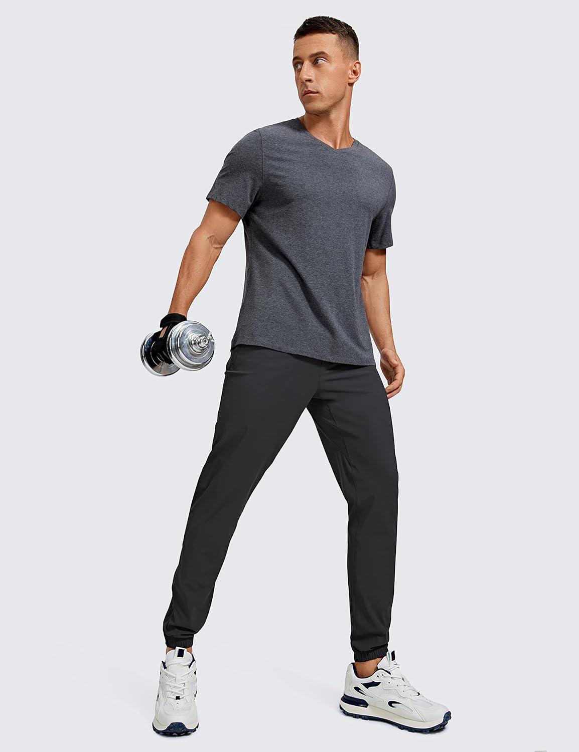 imageCRZ YOGA Athletic Joggers for Men 29quot Lightweight Running Training Pants with Zip Pockets and Ankle ZippersInk Gray