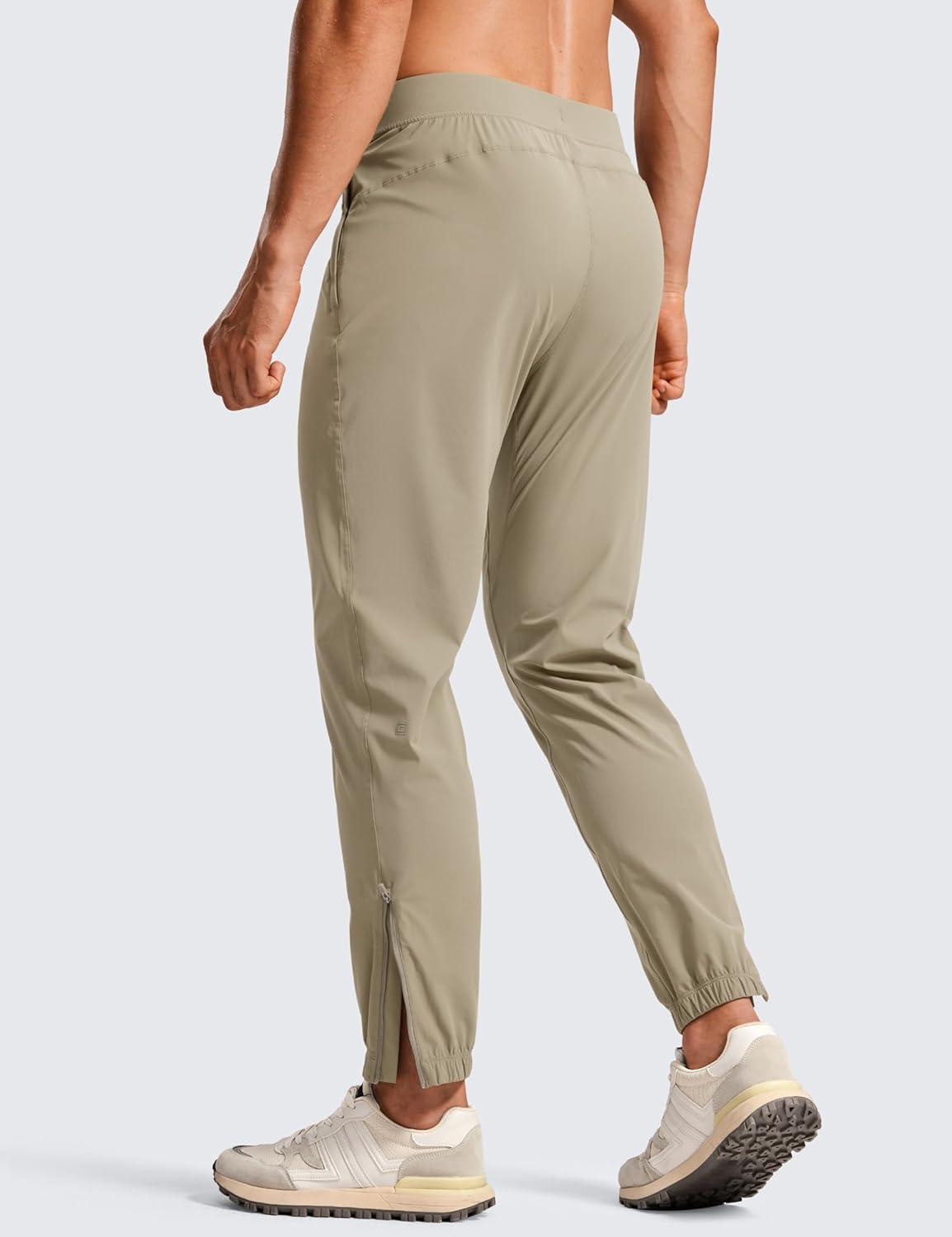 imageCRZ YOGA Athletic Joggers for Men 29quot Lightweight Running Training Pants with Zip Pockets and Ankle ZippersKhali Barley