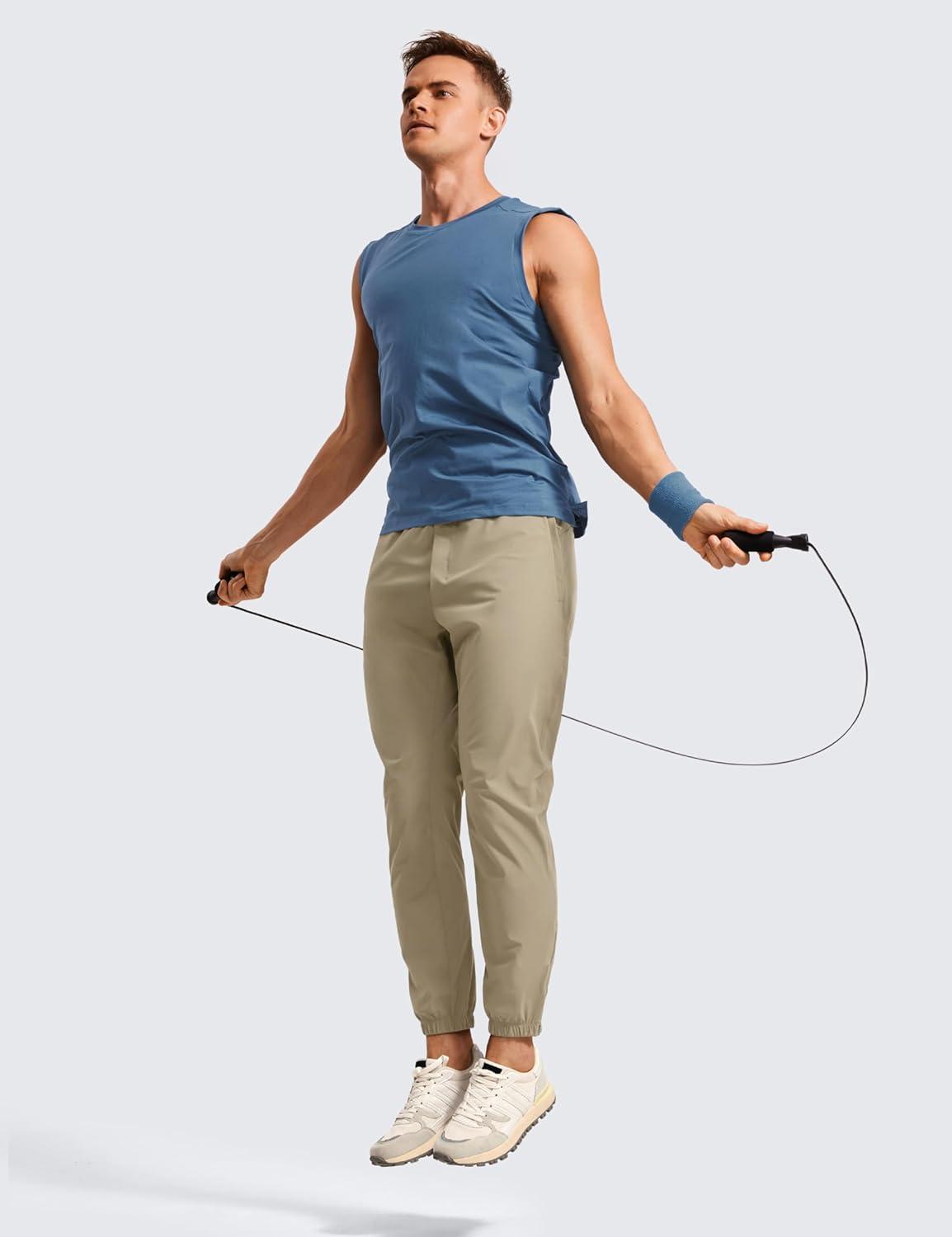 imageCRZ YOGA Athletic Joggers for Men 29quot Lightweight Running Training Pants with Zip Pockets and Ankle ZippersKhali Barley