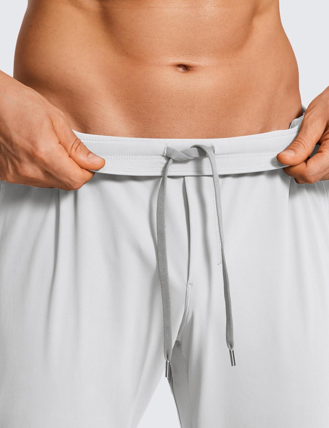 imageCRZ YOGA Athletic Joggers for Men 29quot Lightweight Running Training Pants with Zip Pockets and Ankle ZippersPlatinum Grey