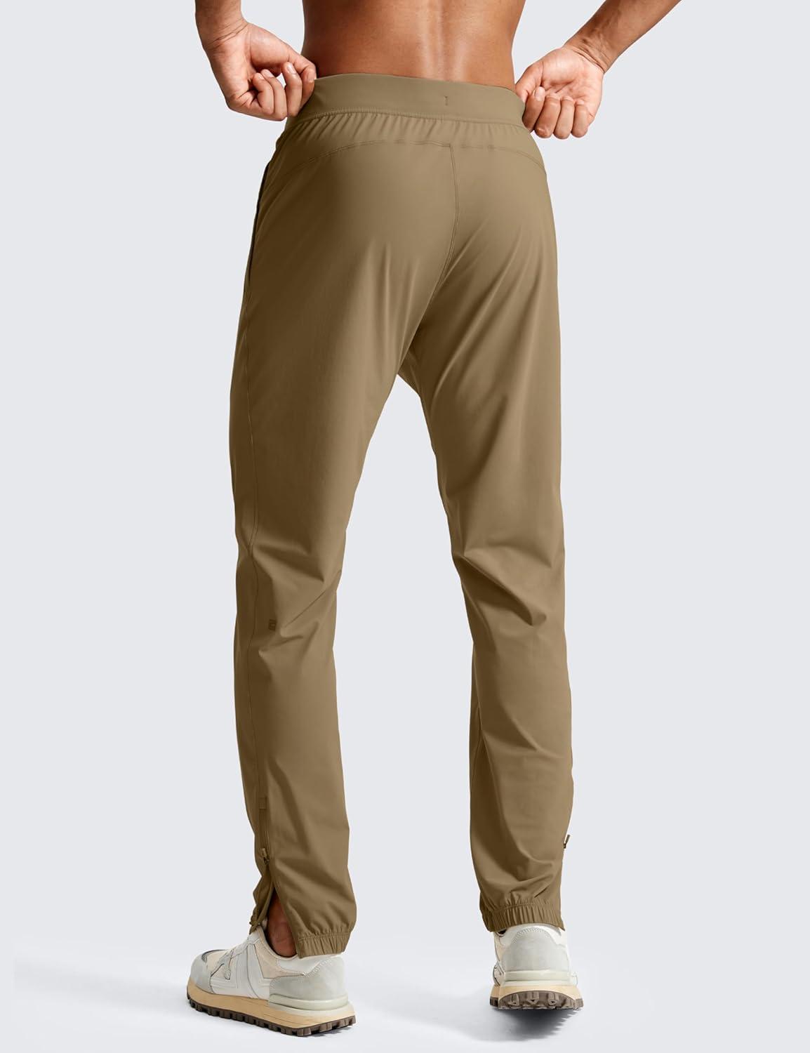 imageCRZ YOGA Athletic Joggers for Men 31quot Lightweight Running Training Pants with Zip Pockets and Ankle ZippersArtifact Brown