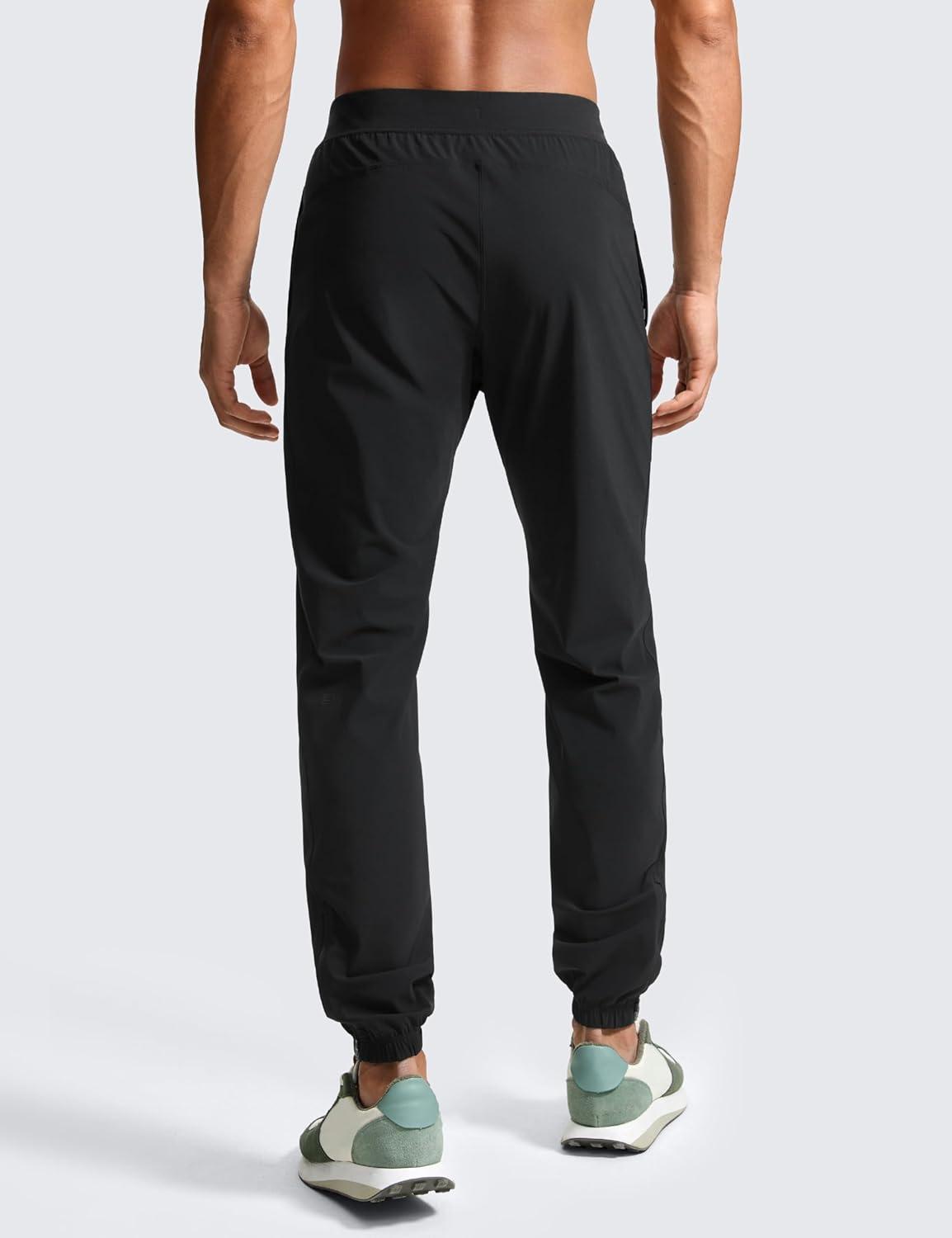 imageCRZ YOGA Athletic Joggers for Men 31quot Lightweight Running Training Pants with Zip Pockets and Ankle ZippersBlack