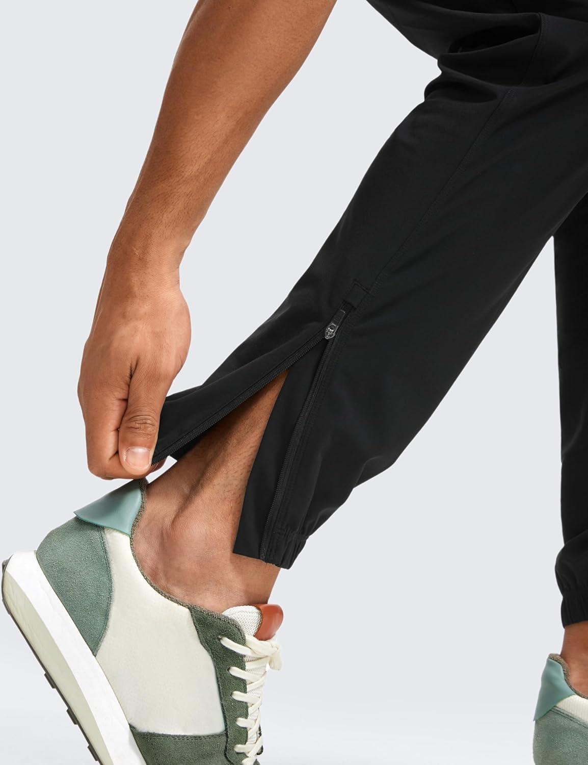 imageCRZ YOGA Athletic Joggers for Men 31quot Lightweight Running Training Pants with Zip Pockets and Ankle ZippersBlack