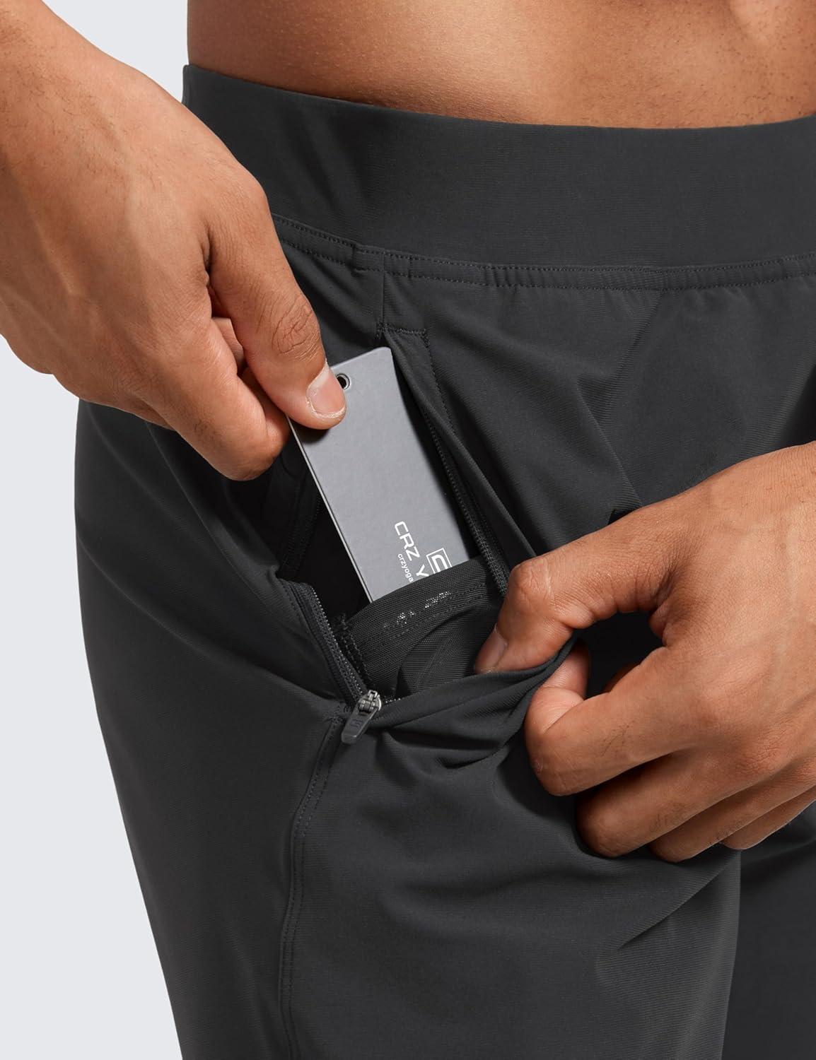 imageCRZ YOGA Athletic Joggers for Men 31quot Lightweight Running Training Pants with Zip Pockets and Ankle ZippersInk Gray