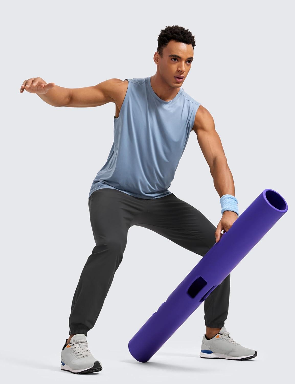 imageCRZ YOGA Athletic Joggers for Men 31quot Lightweight Running Training Pants with Zip Pockets and Ankle ZippersInk Gray