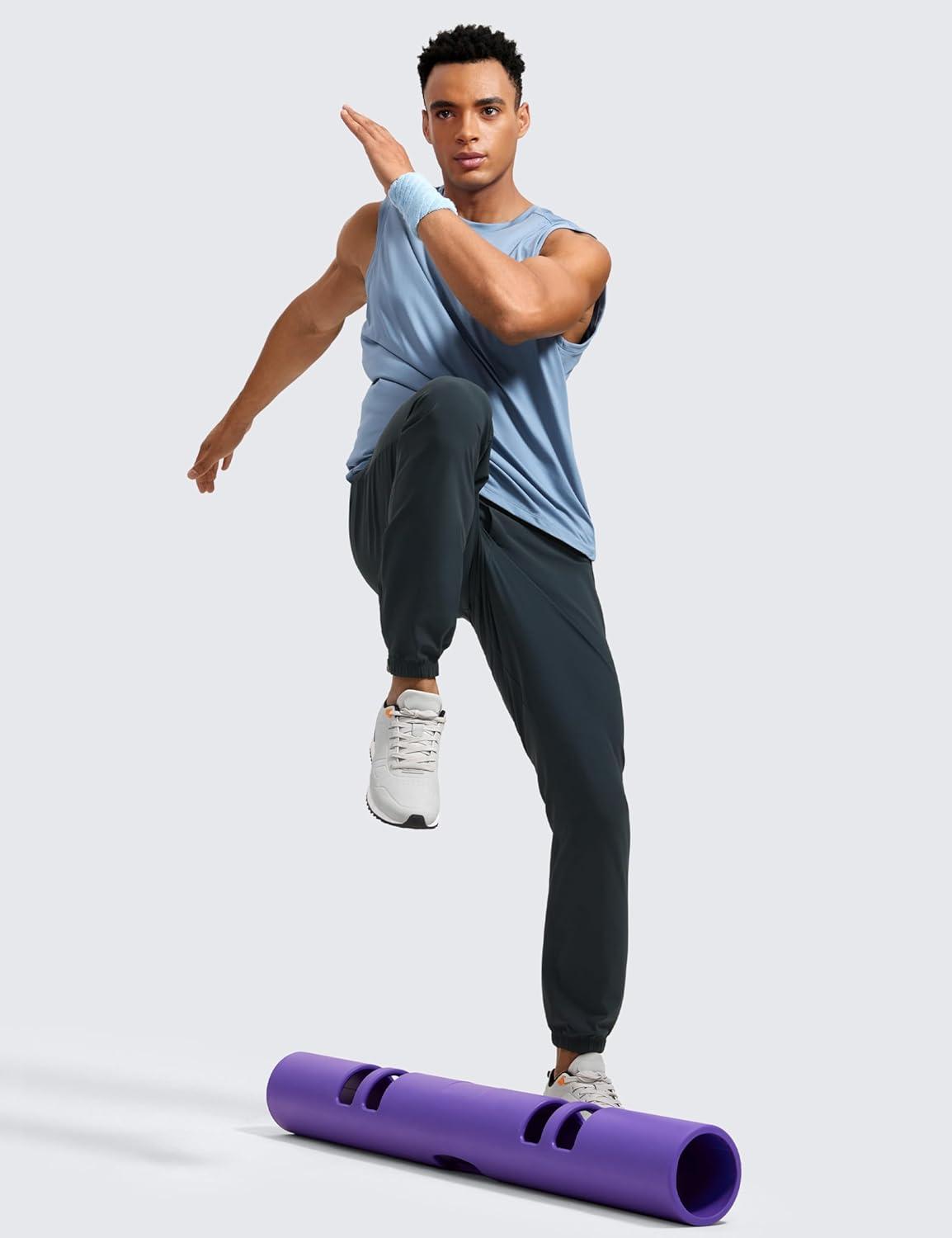 imageCRZ YOGA Athletic Joggers for Men 31quot Lightweight Running Training Pants with Zip Pockets and Ankle ZippersTrue Navy