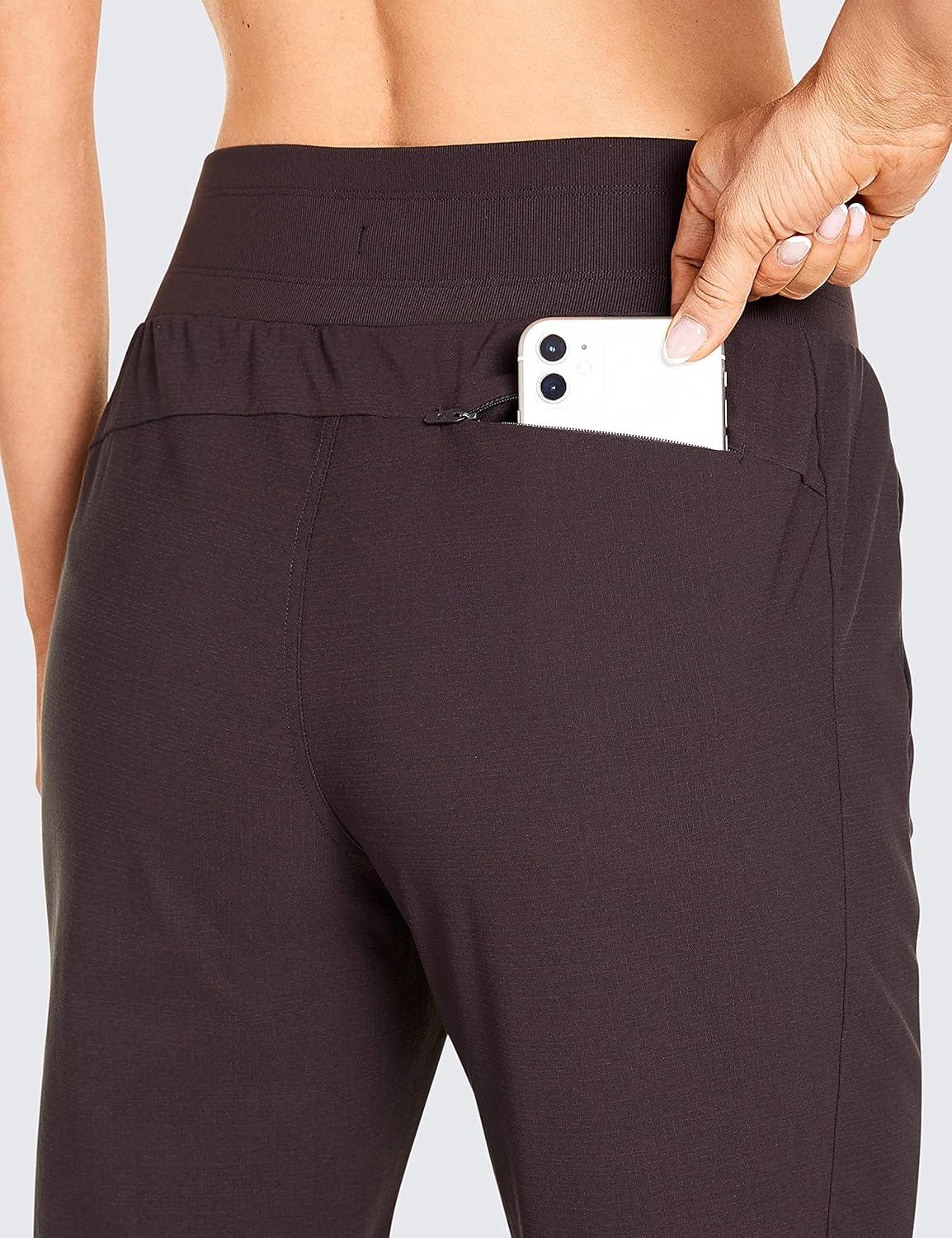 imageCRZ YOGA Athletic Joggers for Women 275quot Lightweight Travel Outdoor Hiking Pants with PocketsChestnut Purple