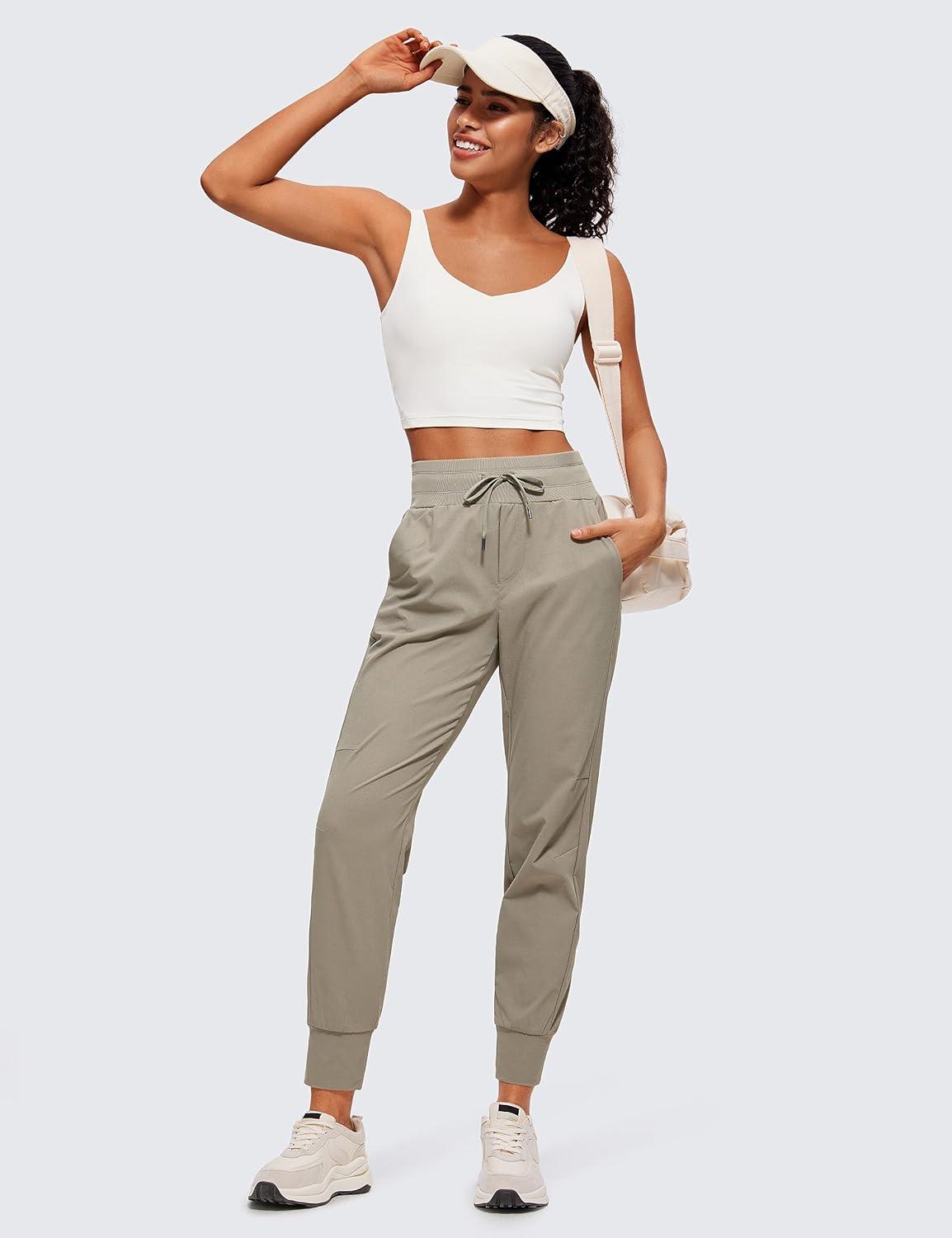 imageCRZ YOGA Athletic Joggers for Women 275quot Lightweight Travel Outdoor Hiking Pants with PocketsCliff Ash