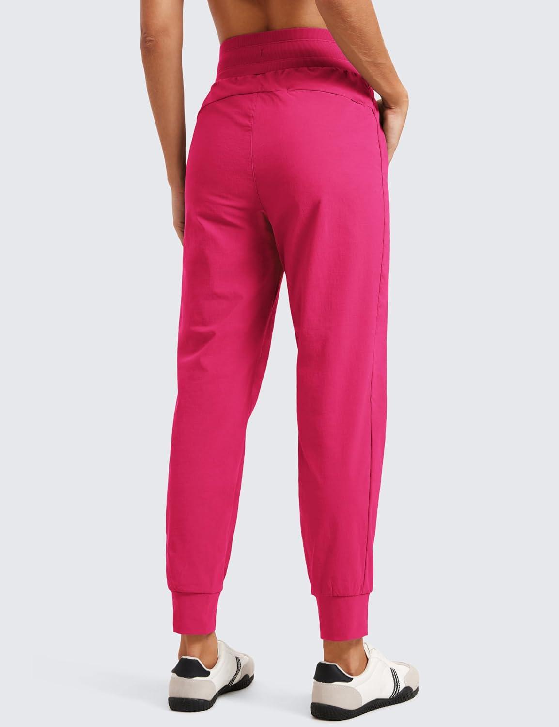 imageCRZ YOGA Athletic Joggers for Women 275quot Lightweight Travel Outdoor Hiking Pants with PocketsGranita Pink