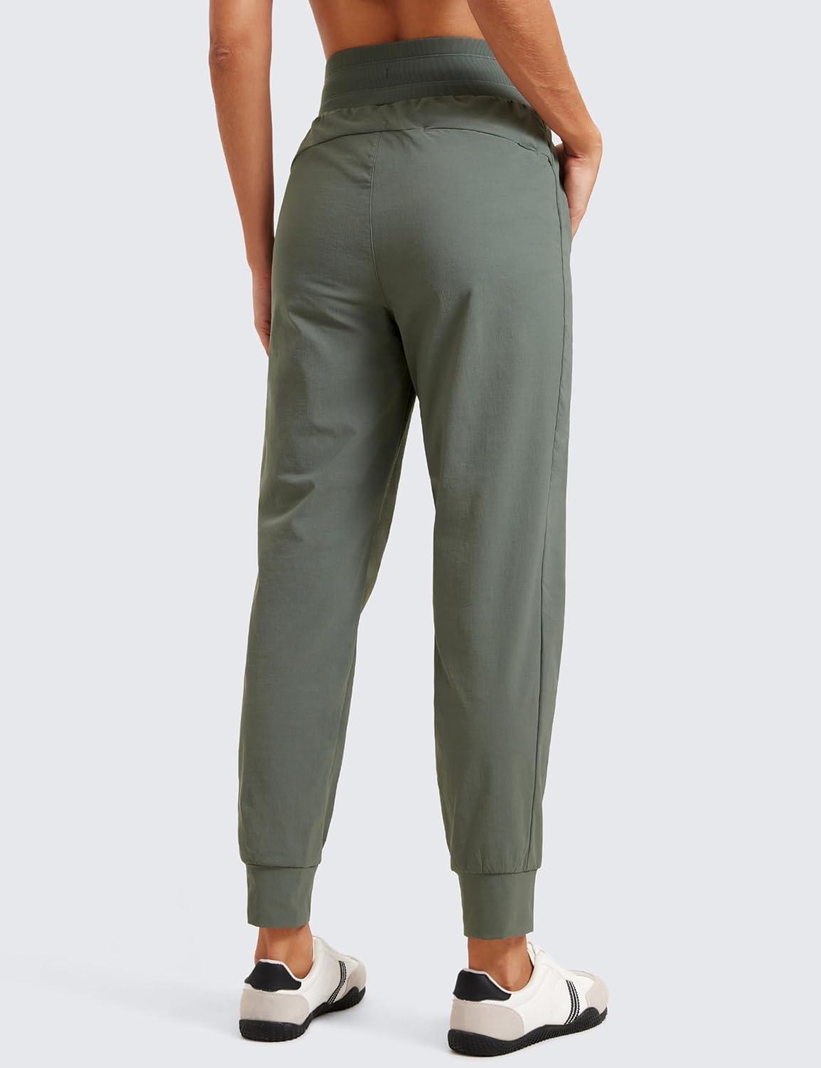 imageCRZ YOGA Athletic Joggers for Women 275quot Lightweight Travel Outdoor Hiking Pants with PocketsGrey Sage