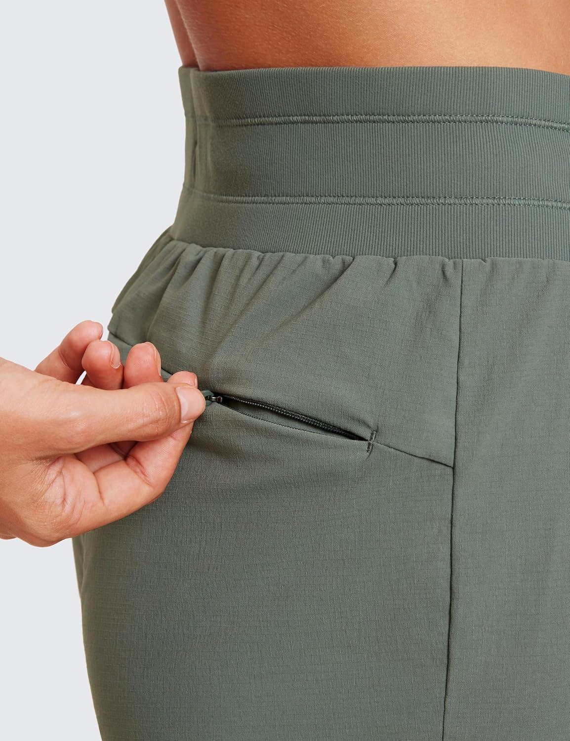 imageCRZ YOGA Athletic Joggers for Women 275quot Lightweight Travel Outdoor Hiking Pants with PocketsGrey Sage