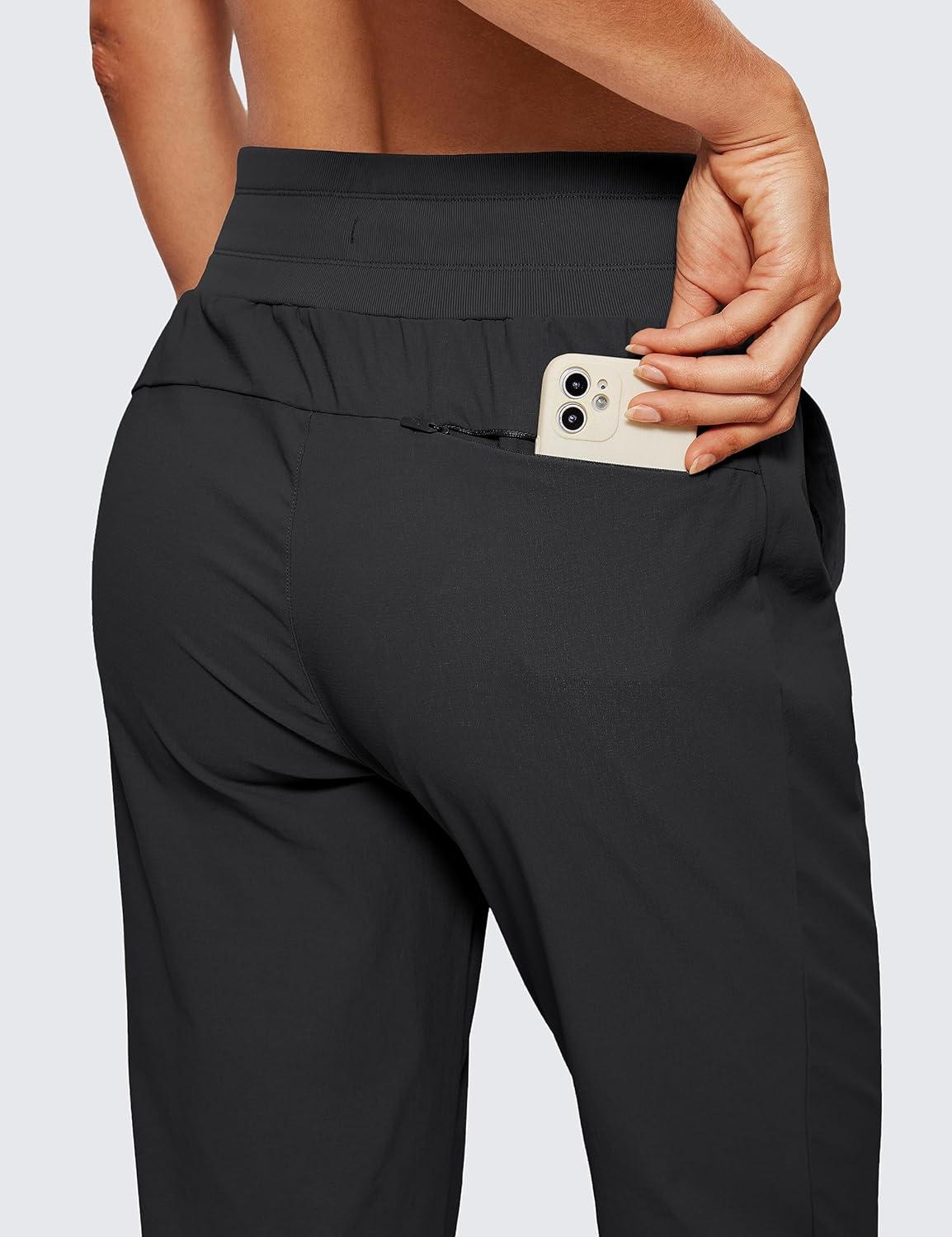 imageCRZ YOGA Athletic Joggers for Women 275quot Lightweight Travel Outdoor Hiking Pants with PocketsInk Gray