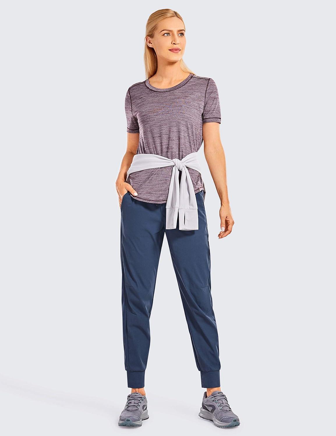 imageCRZ YOGA Athletic Joggers for Women 275quot Lightweight Travel Outdoor Hiking Pants with PocketsNubei Blue